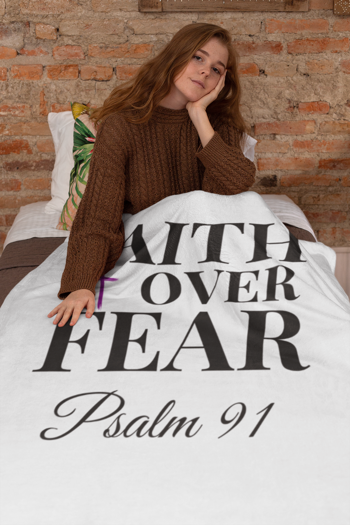 FAITH over FEAR' & 'Psalm 91' Plush Blanket 50"x60"  - Spiritual Comfort Throw