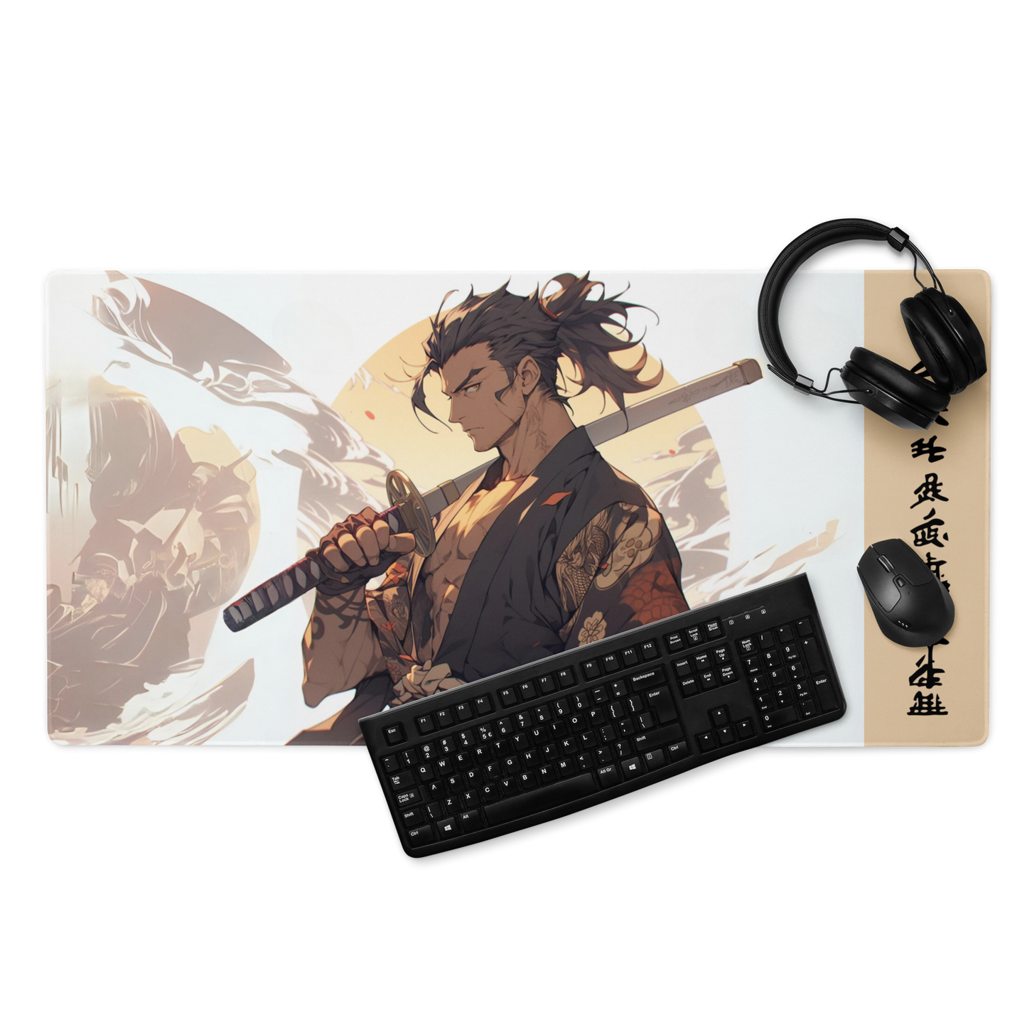 Samurai Warrior 36x18 Gaming Mouse Pad | Anime and Kanji Inspired | Professional Gaming Accessory