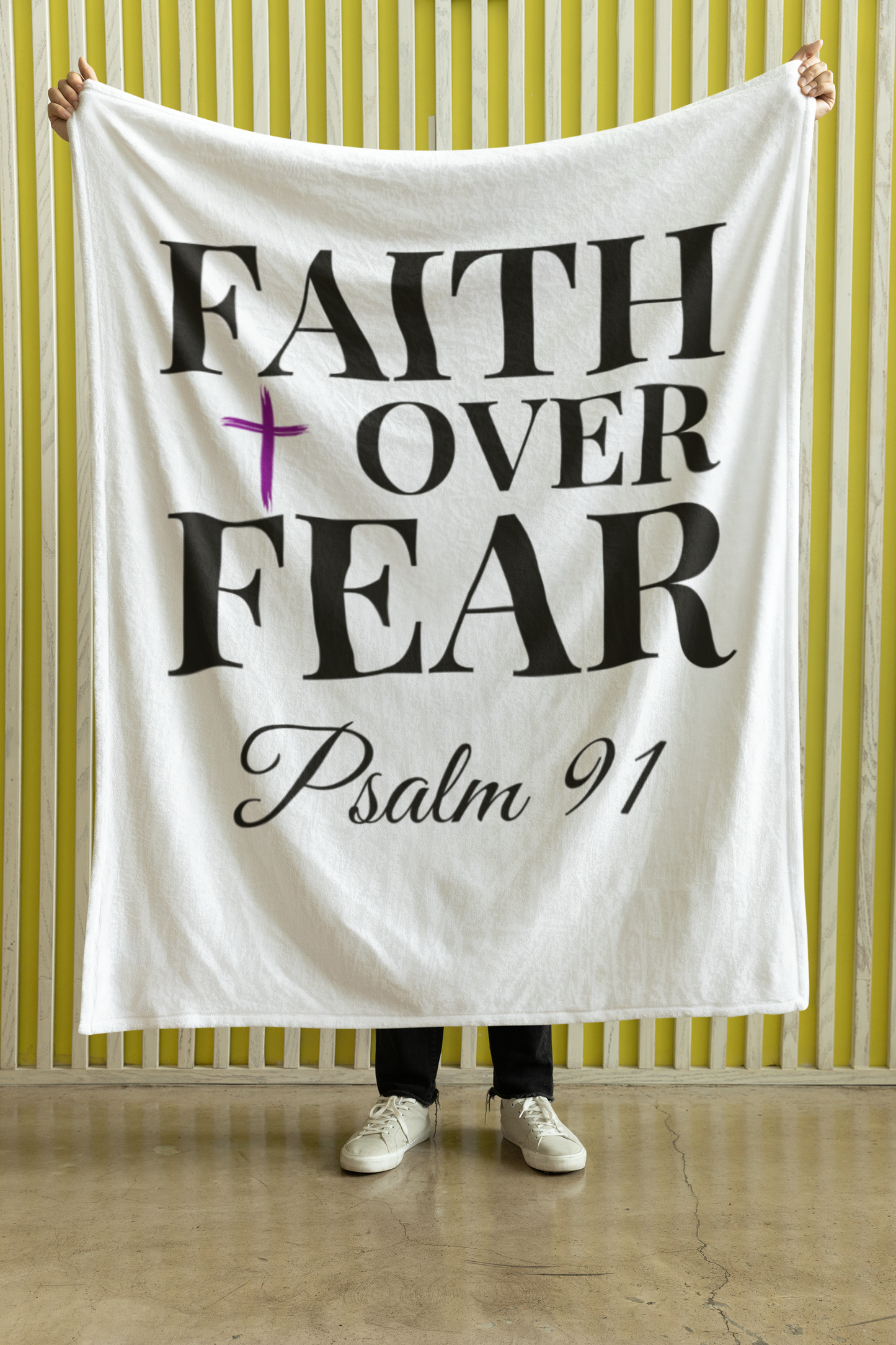 FAITH over FEAR' & 'Psalm 91' Plush Blanket 50"x60"  - Spiritual Comfort Throw