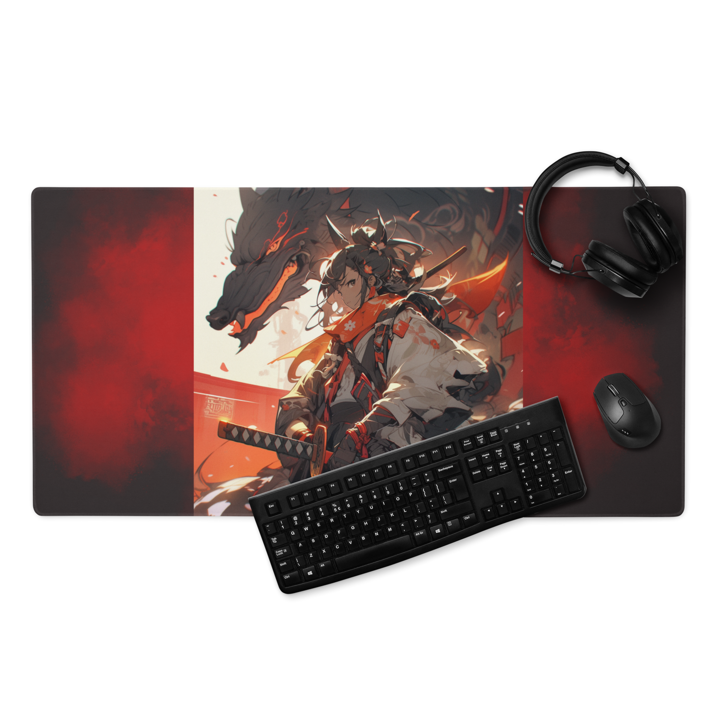 Extended Gaming Mouse Pad: 38"x18" - Anime Female Samurai Artwork - Perfect Grip, Ultra-Smooth Surface for Gamers