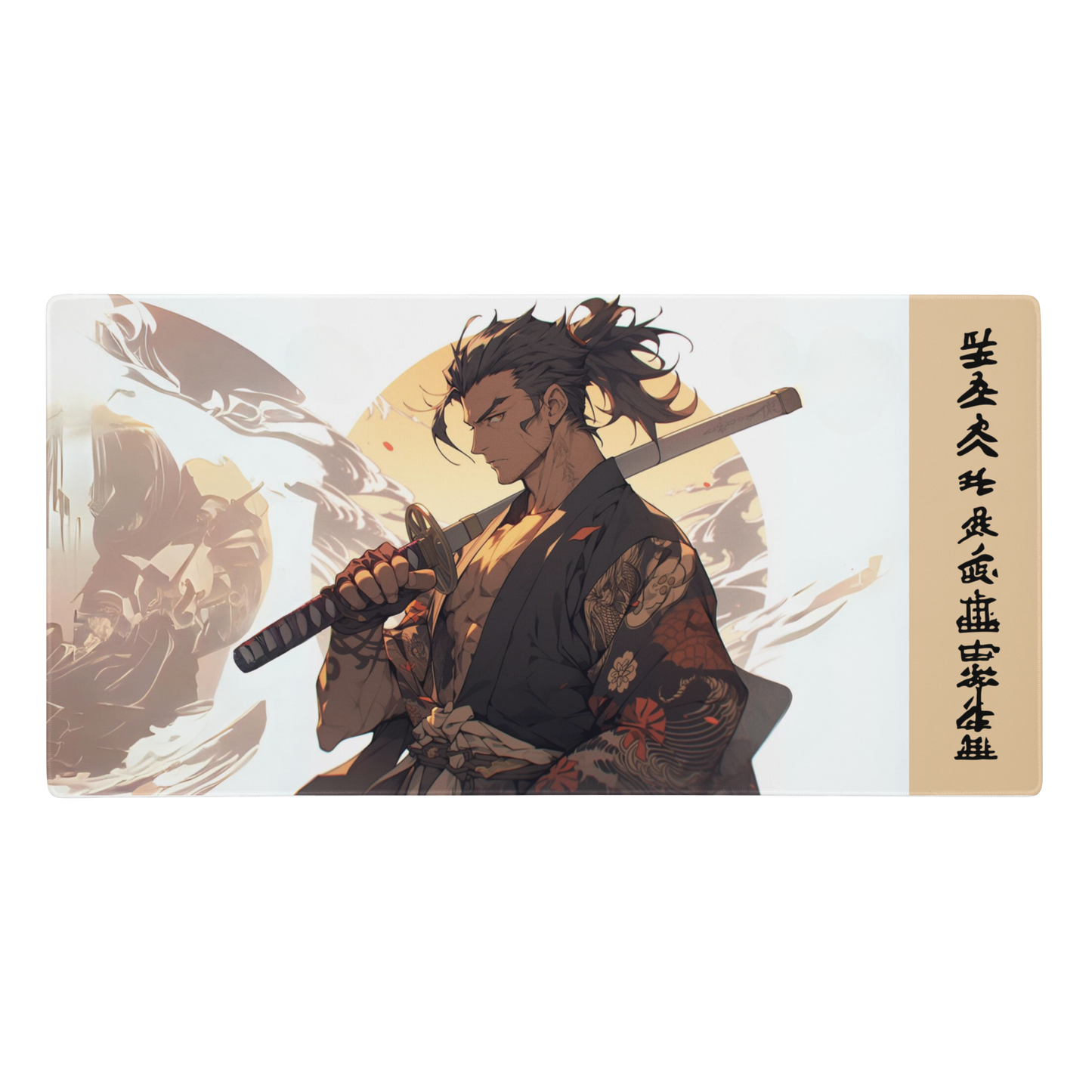 Samurai Warrior 36x18 Gaming Mouse Pad | Anime and Kanji Inspired | Professional Gaming Accessory