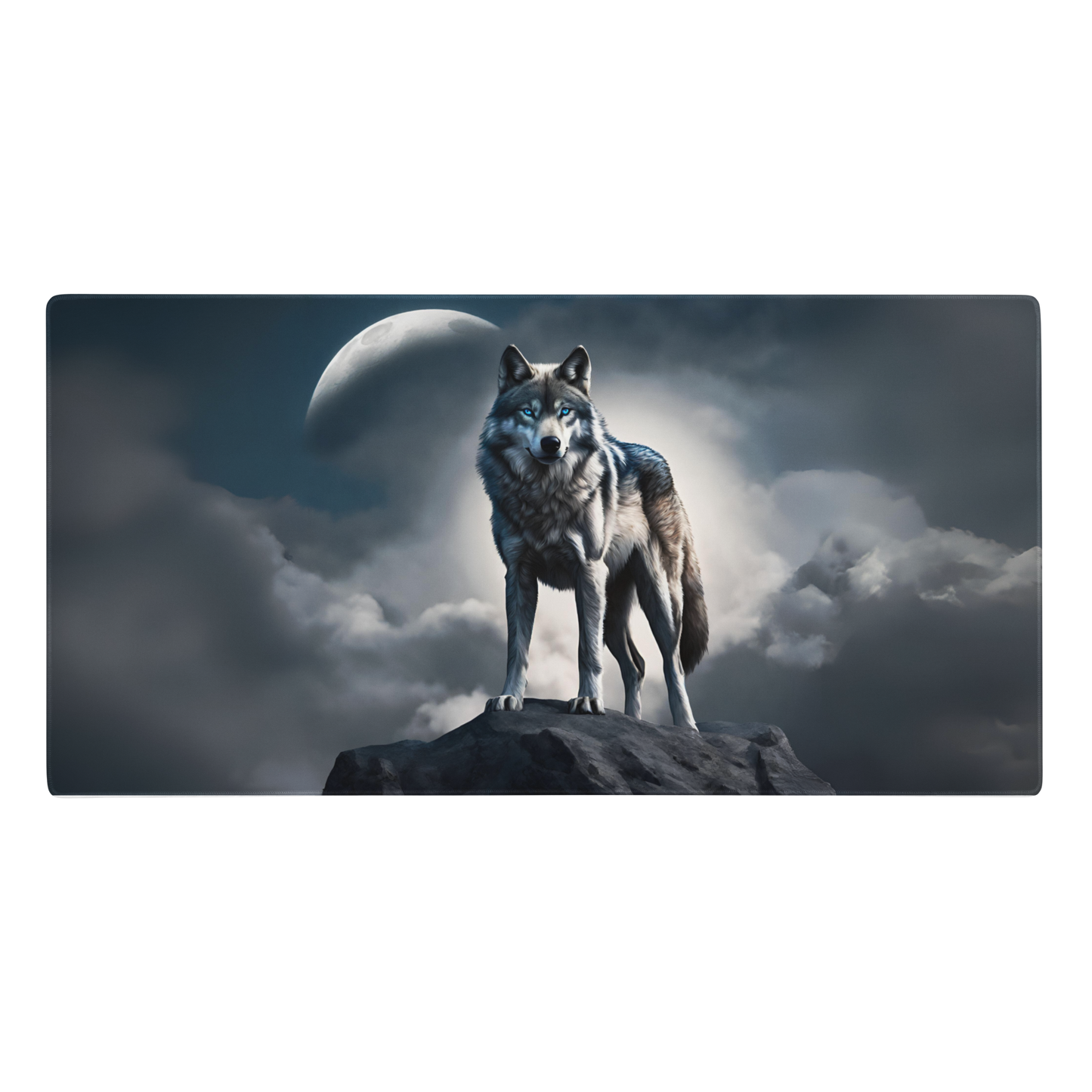 Blue-Eyed Wolf 36x18 Gaming Mouse Pad - Alpha Gamer Mat