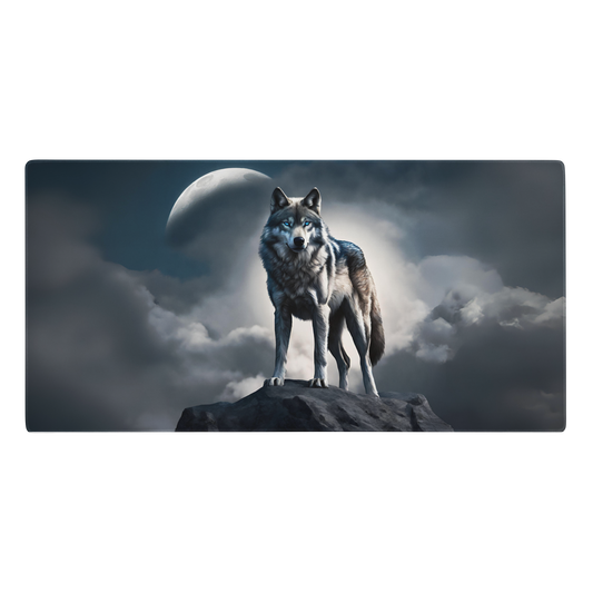 Blue-Eyed Wolf 36x18 Gaming Mouse Pad - Alpha Gamer Mat