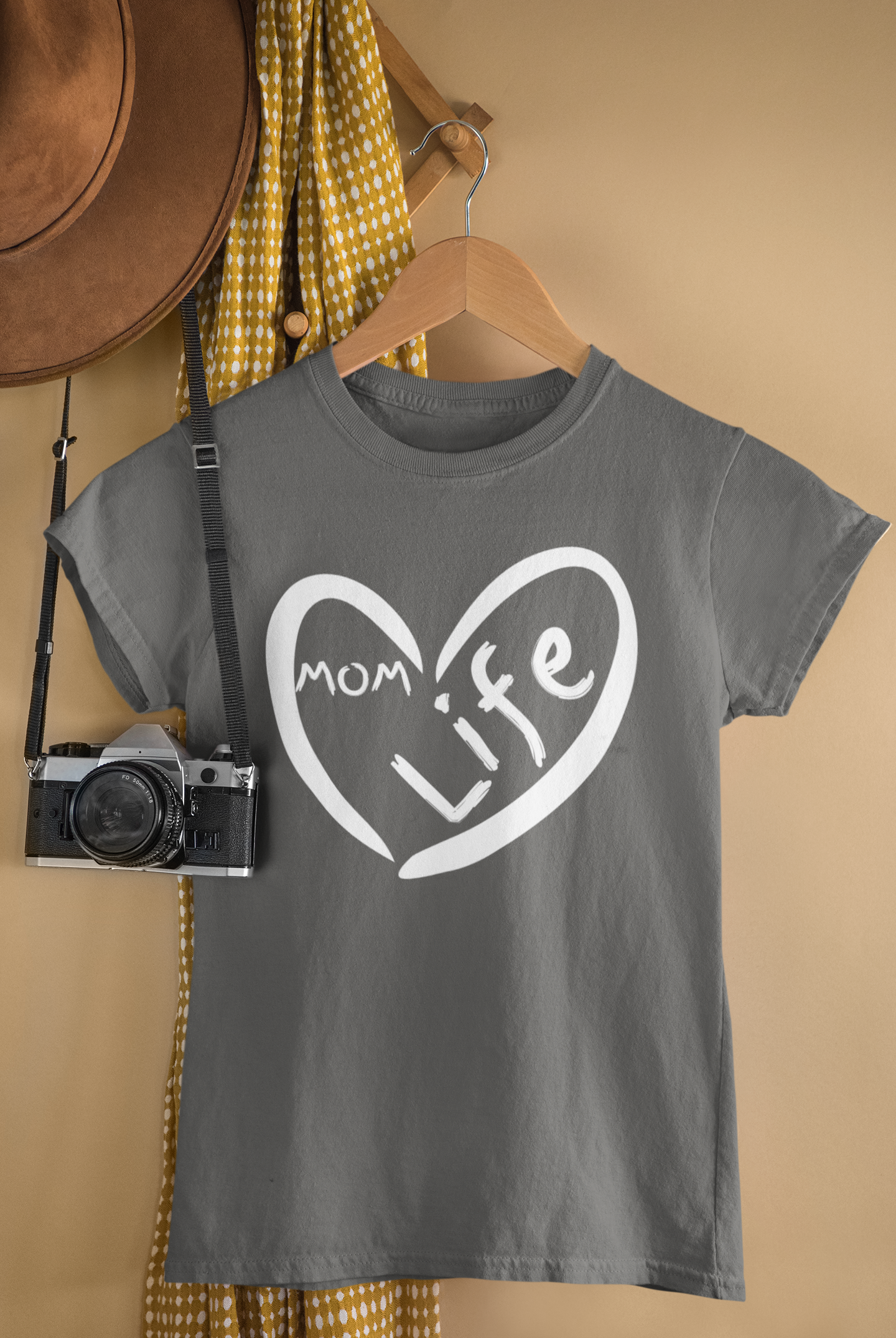 Designer 'Mom Life' Women's Tee: Celebrate Motherhood with Heart ❤️ - Fashion-Forward Statement Tee for Moms
