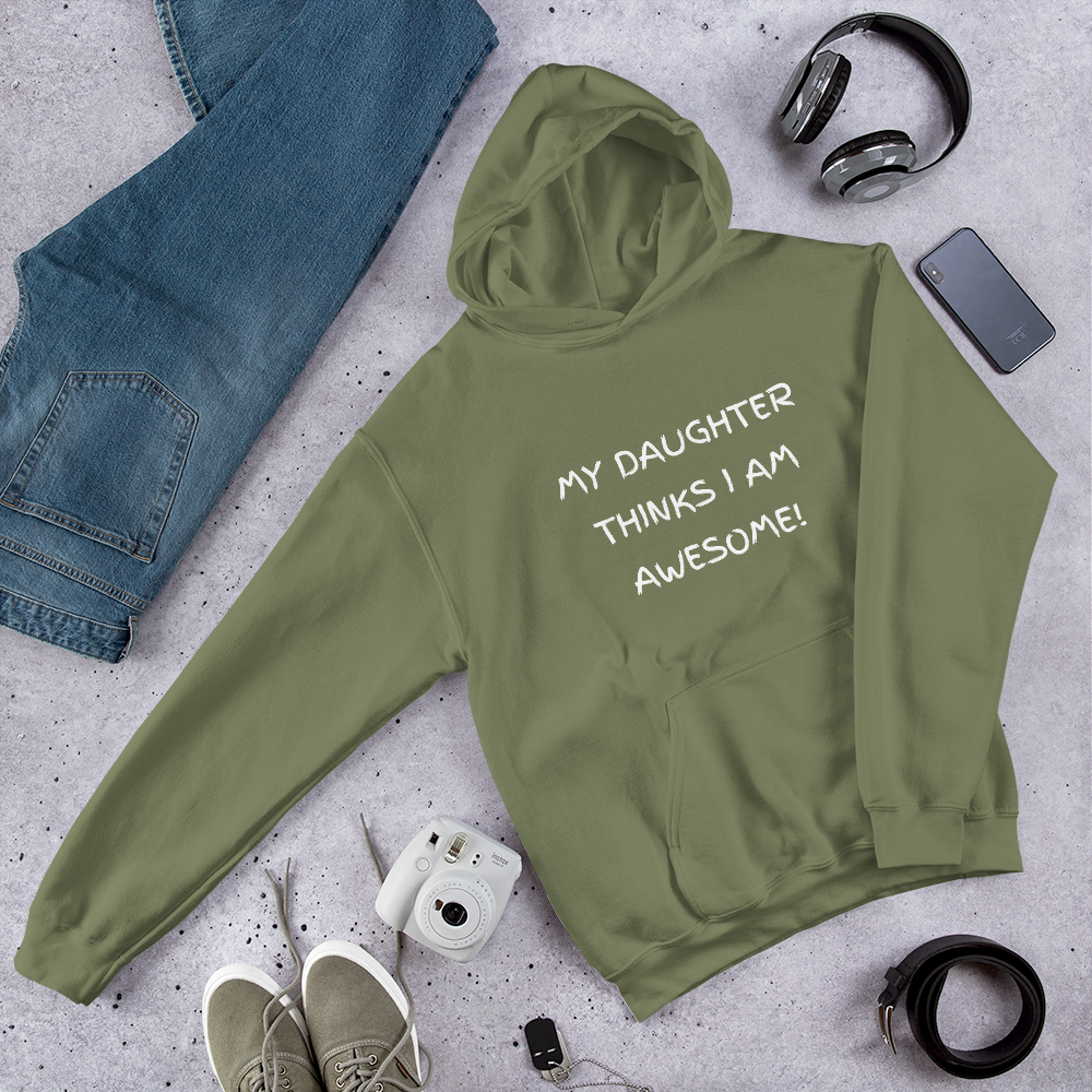 Embrace Fatherhood with Confidence in our 'My Daughter Thinks I AM AWESOME!' Men's Premium Hoodie