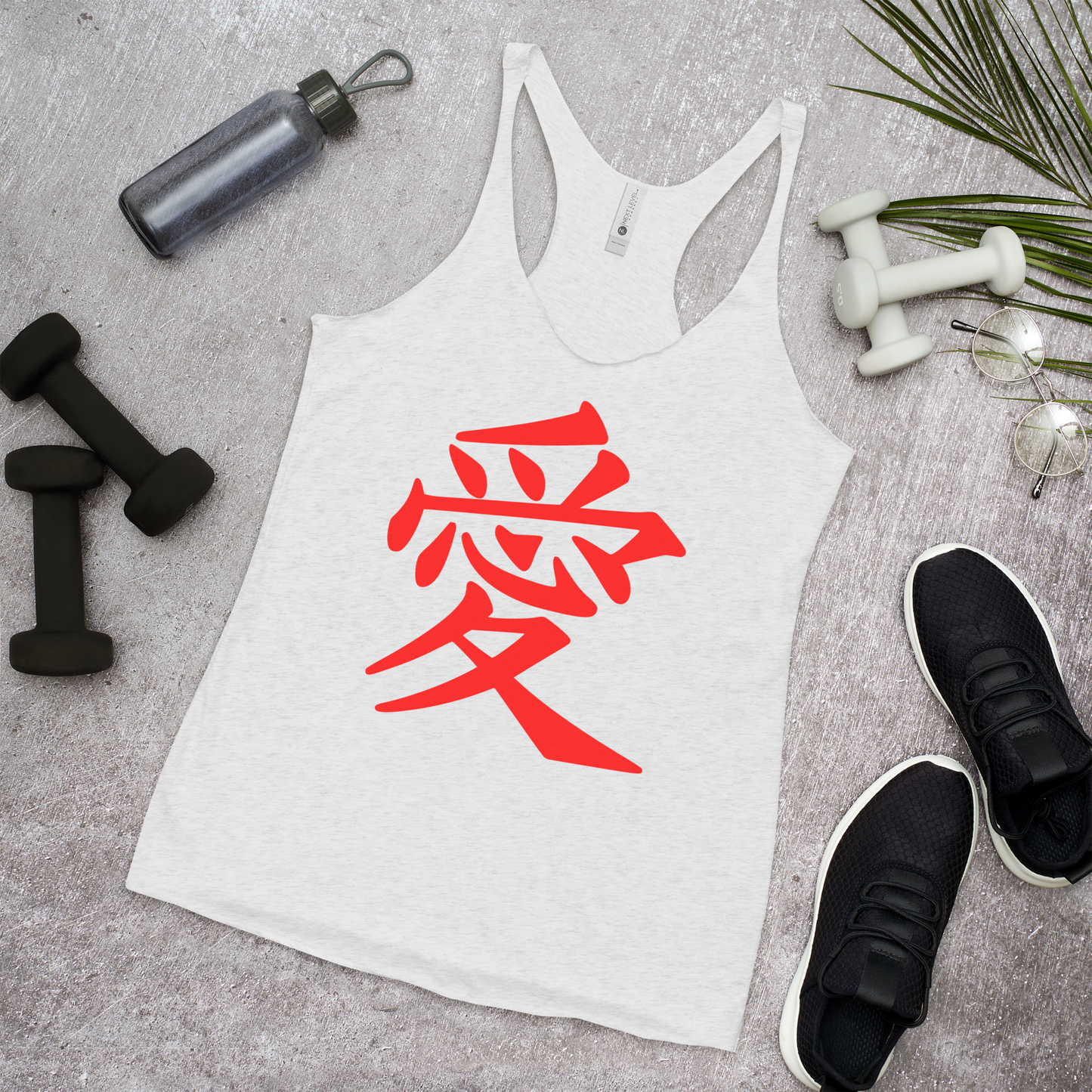 Women's Racerback Tank with Japanese Kanji: Embrace Love in Every Move ❤️