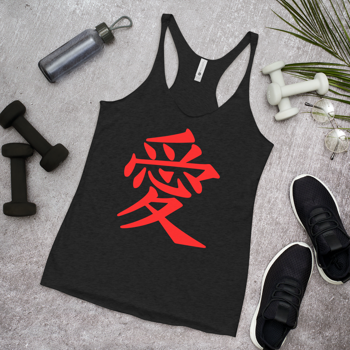Women's Racerback Tank with Japanese Kanji: Embrace Love in Every Move ❤️