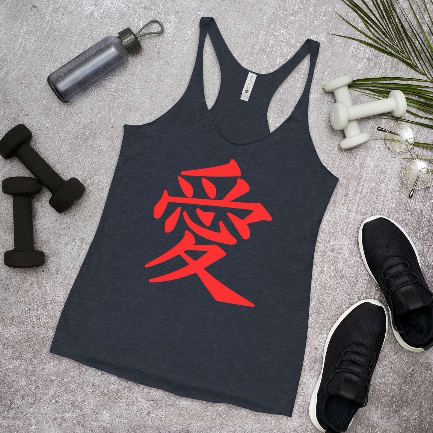 Women's Racerback Tank with Japanese Kanji: Embrace Love in Every Move ❤️