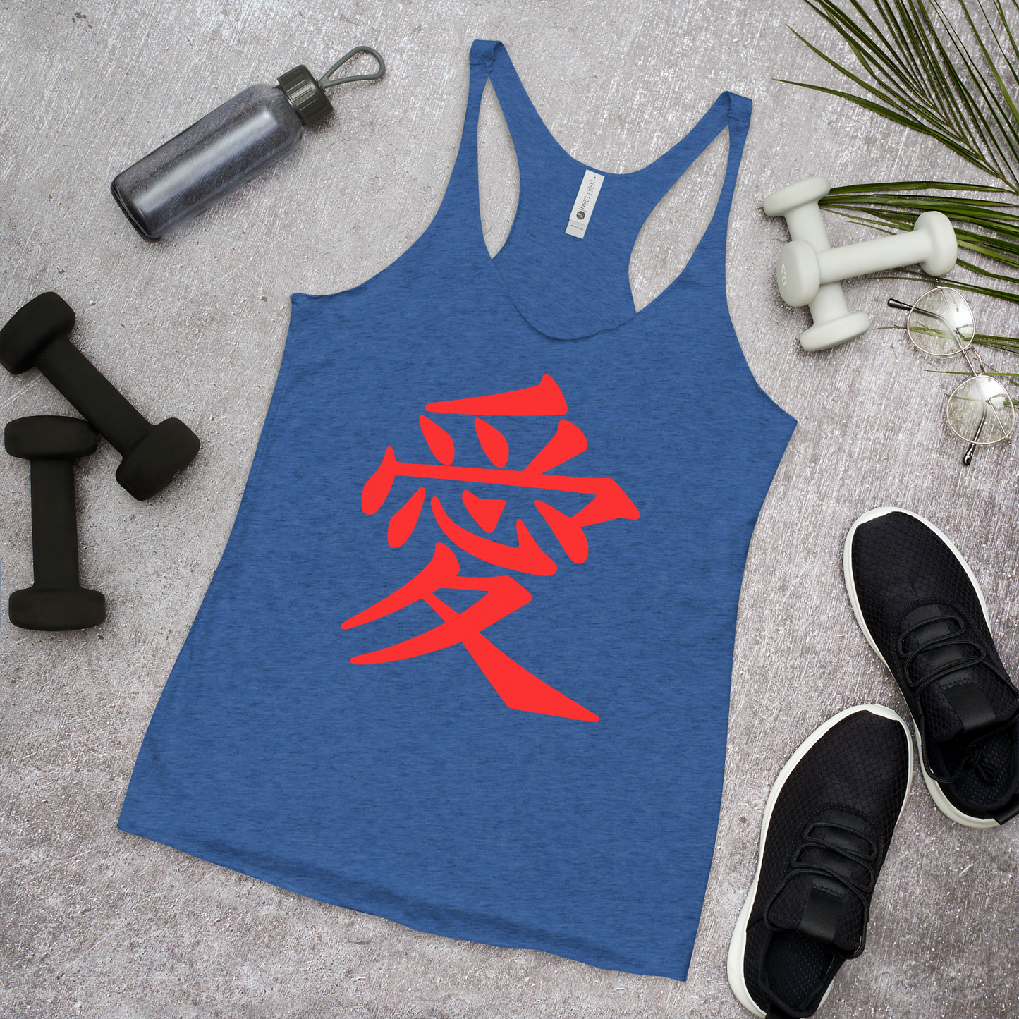 Women's Racerback Tank with Japanese Kanji: Embrace Love in Every Move ❤️
