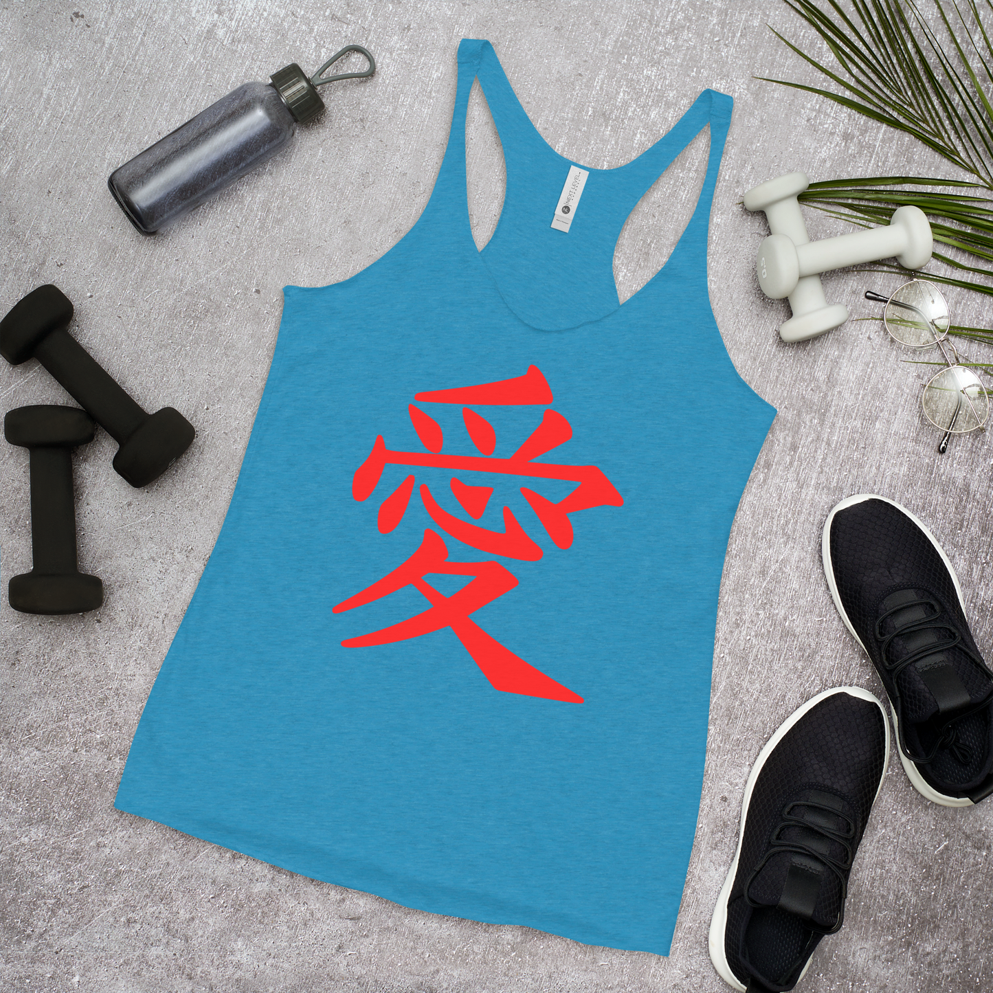 Women's Racerback Tank with Japanese Kanji: Embrace Love in Every Move ❤️