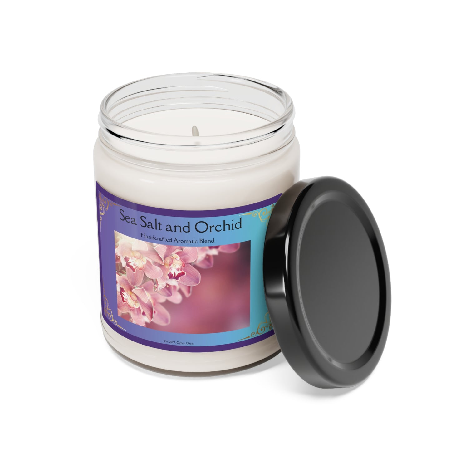 Sea Salt and Orchid Scented Candle - Artisanal Oceanic and Floral Blend