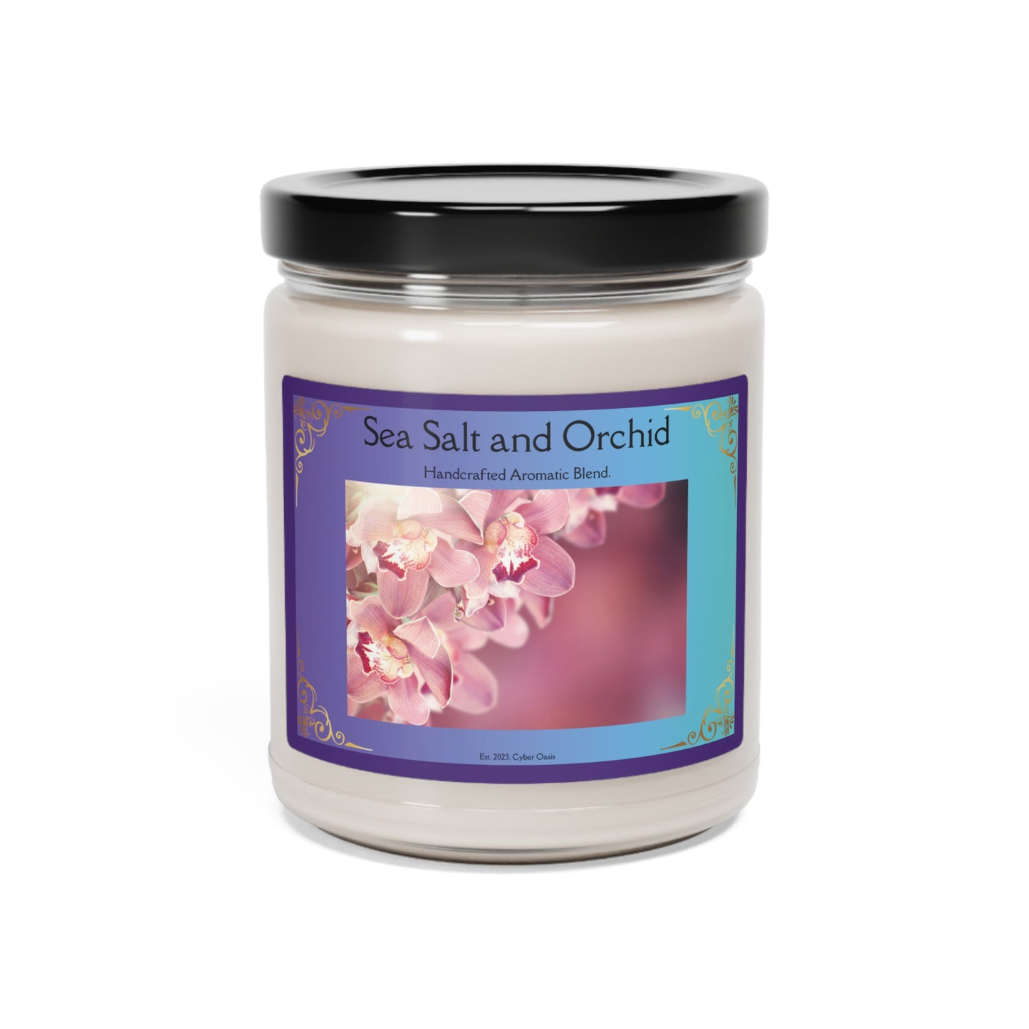 Sea Salt and Orchid Scented Candle - Artisanal Oceanic and Floral Blend