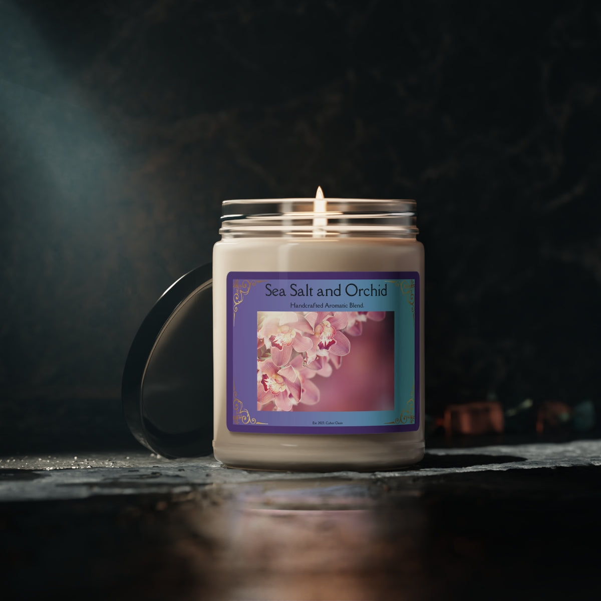 Sea Salt and Orchid Scented Candle - Artisanal Oceanic and Floral Blend