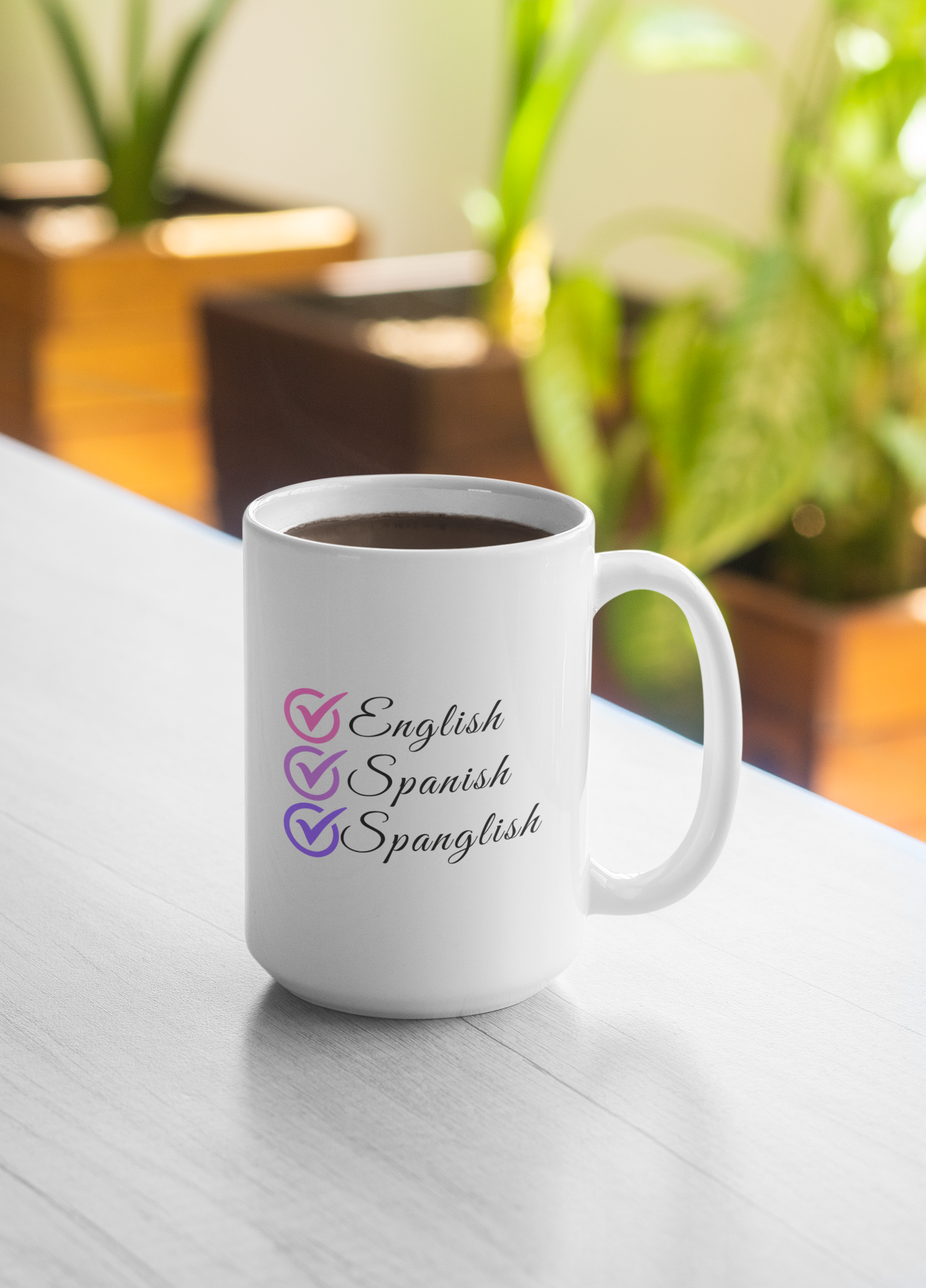 15oz 'English Spanish Spanglish' Mug | Teacher Language Appreciation Drinkware