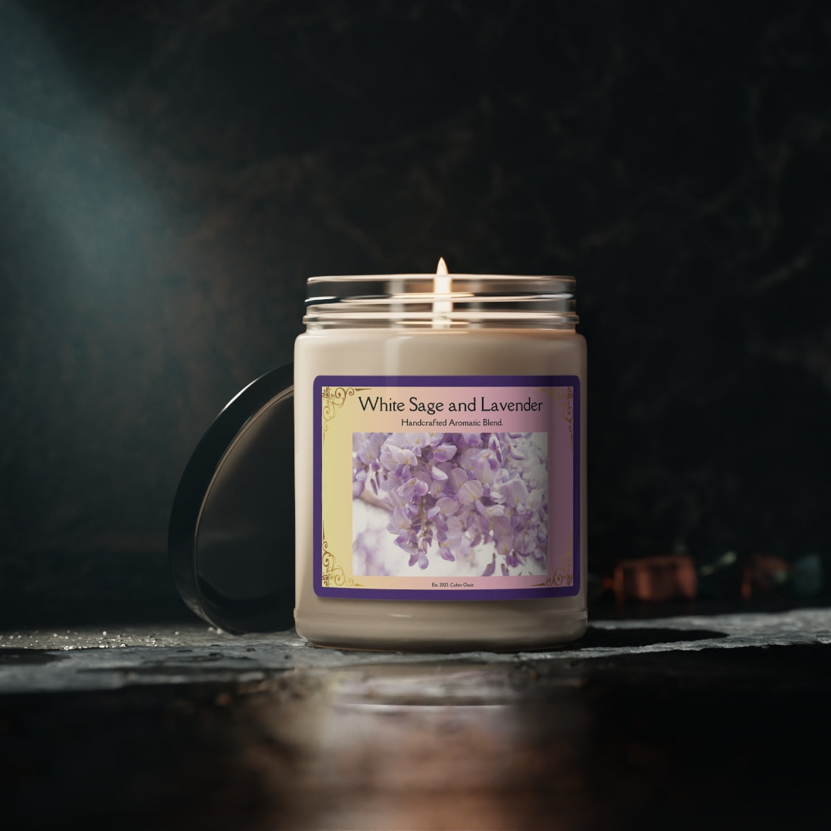 White Sage and Lavender Scented Soy Candle - Aromatherapy Experience