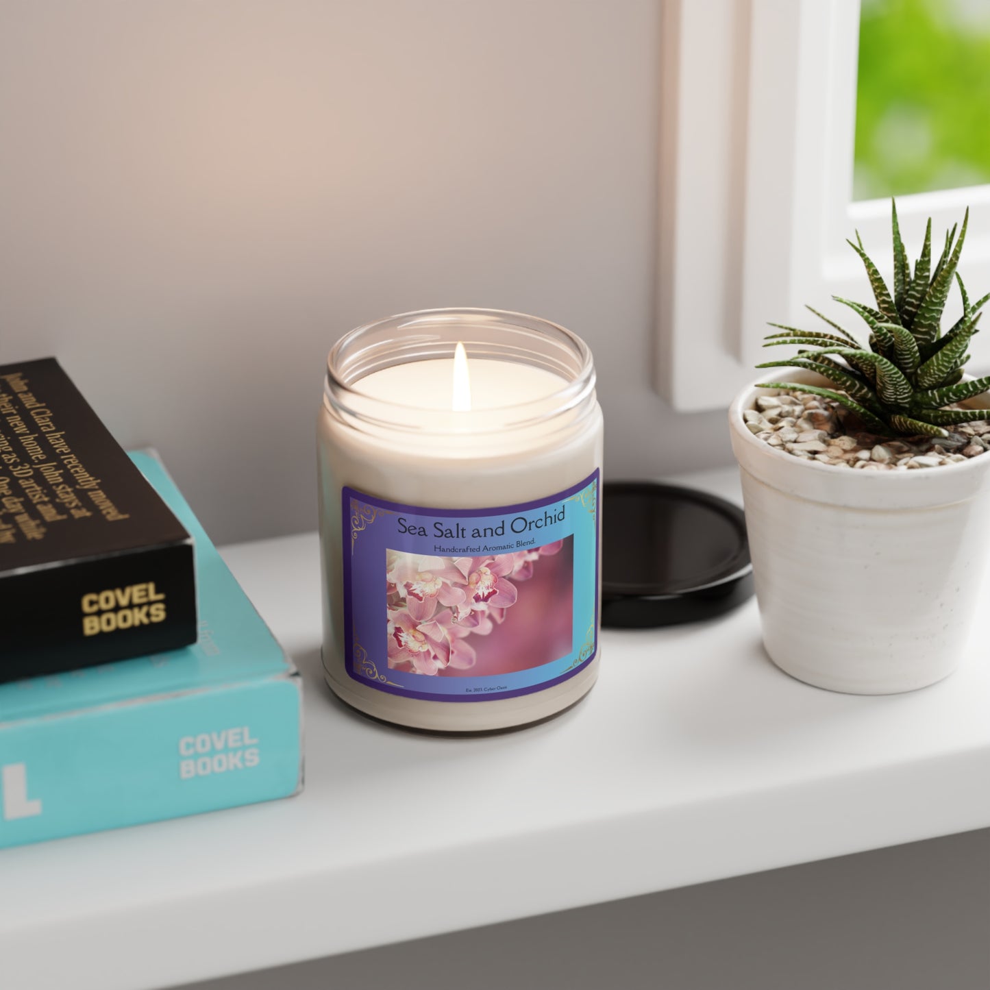 Sea Salt and Orchid Scented Candle - Artisanal Oceanic and Floral Blend