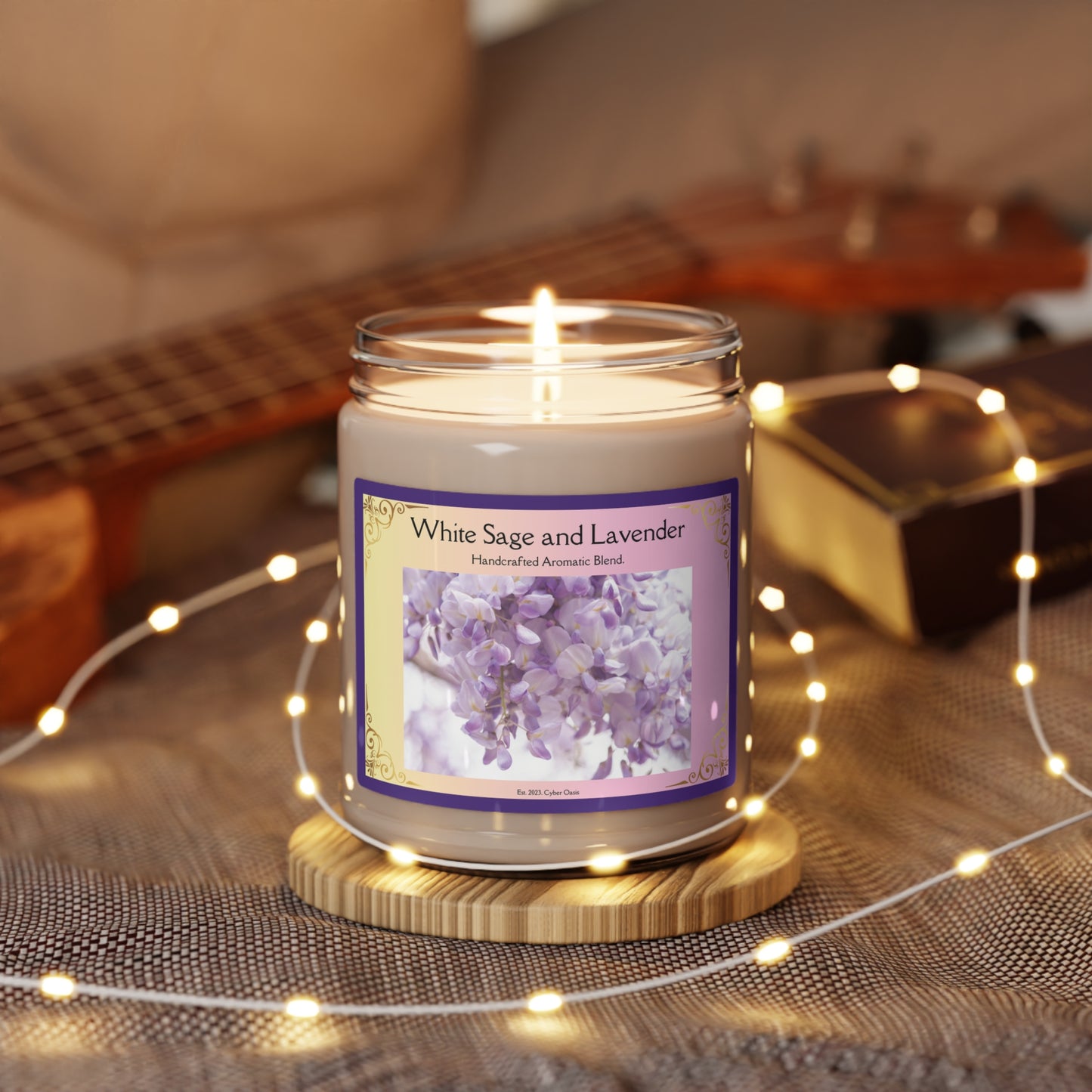 White Sage and Lavender Scented Soy Candle - Aromatherapy Experience