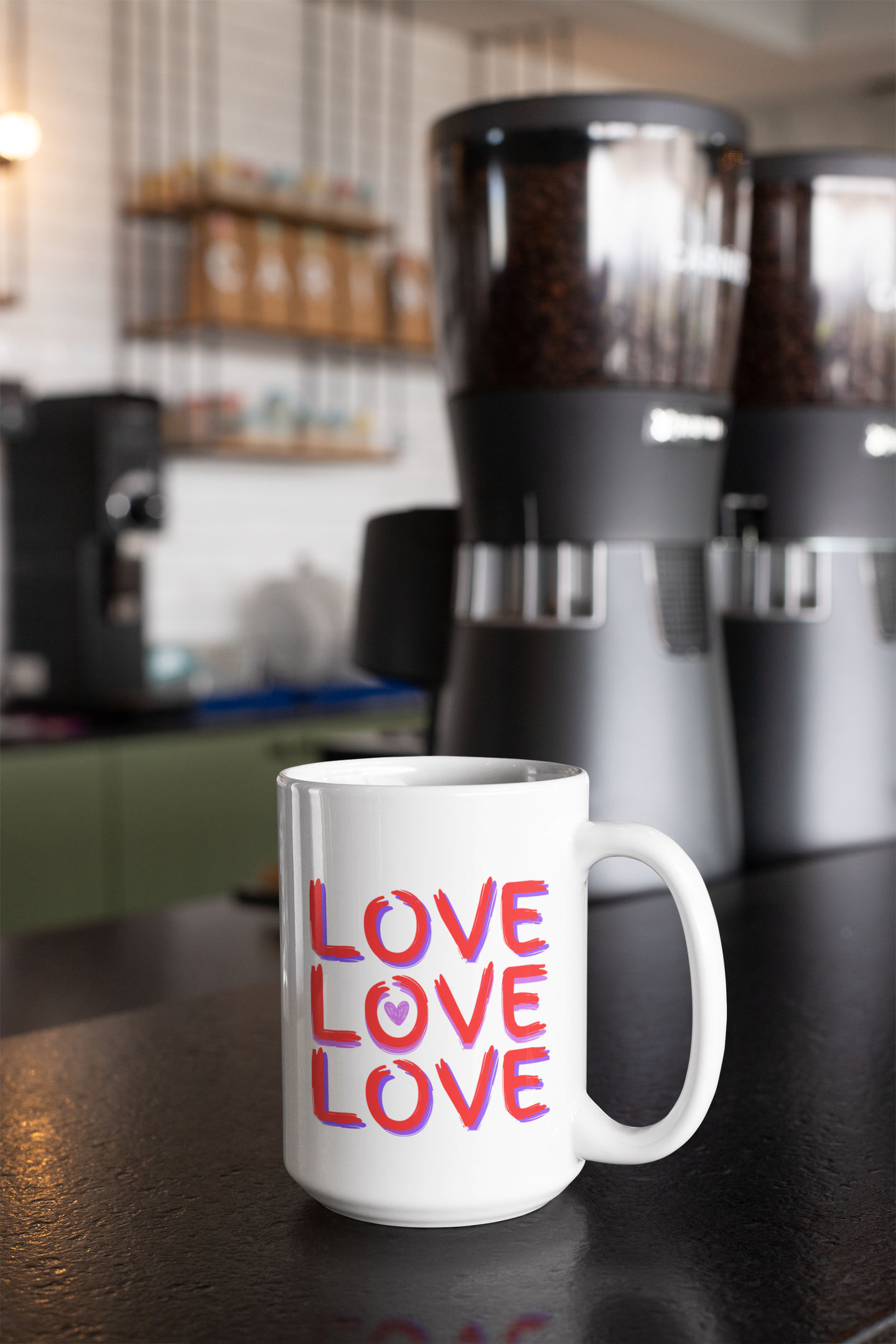 Spread Love with Every Sip: LOVE LOVE LOVE 15oz Ceramic Coffee Mug