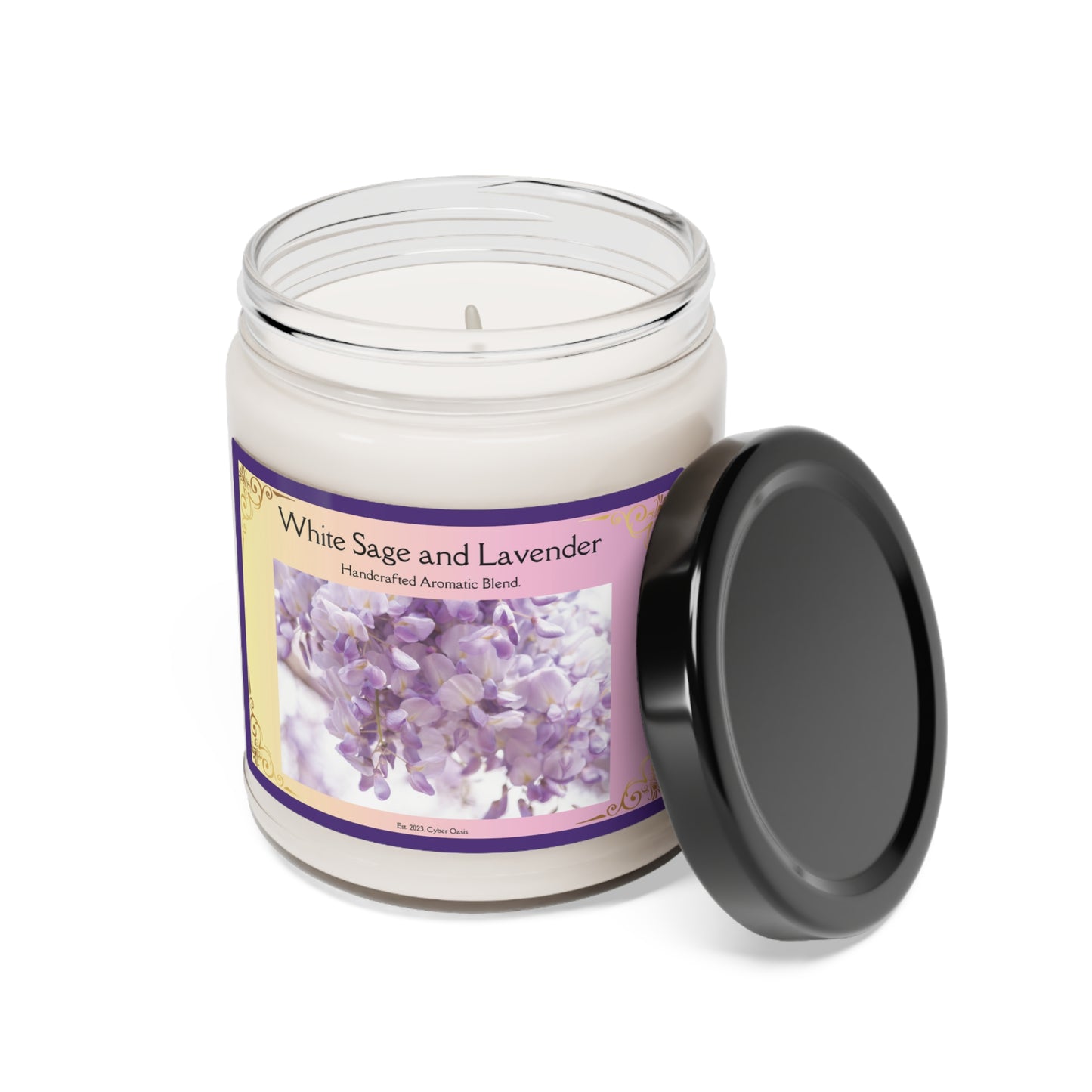 White Sage and Lavender Scented Soy Candle - Aromatherapy Experience