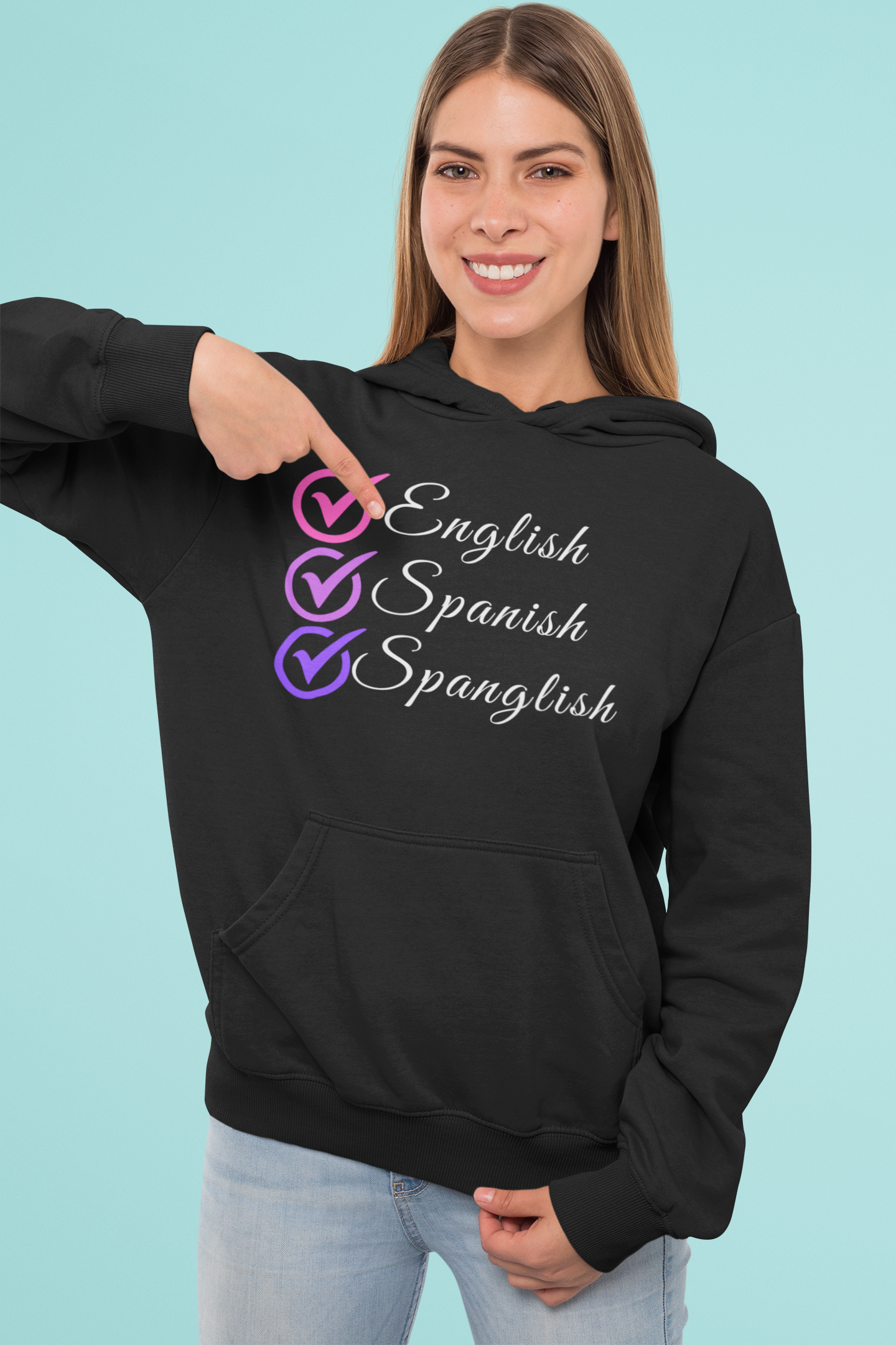 English, Spanish, Spanglish: Embrace Multiculturalism with Our Women's Premium Hoodie