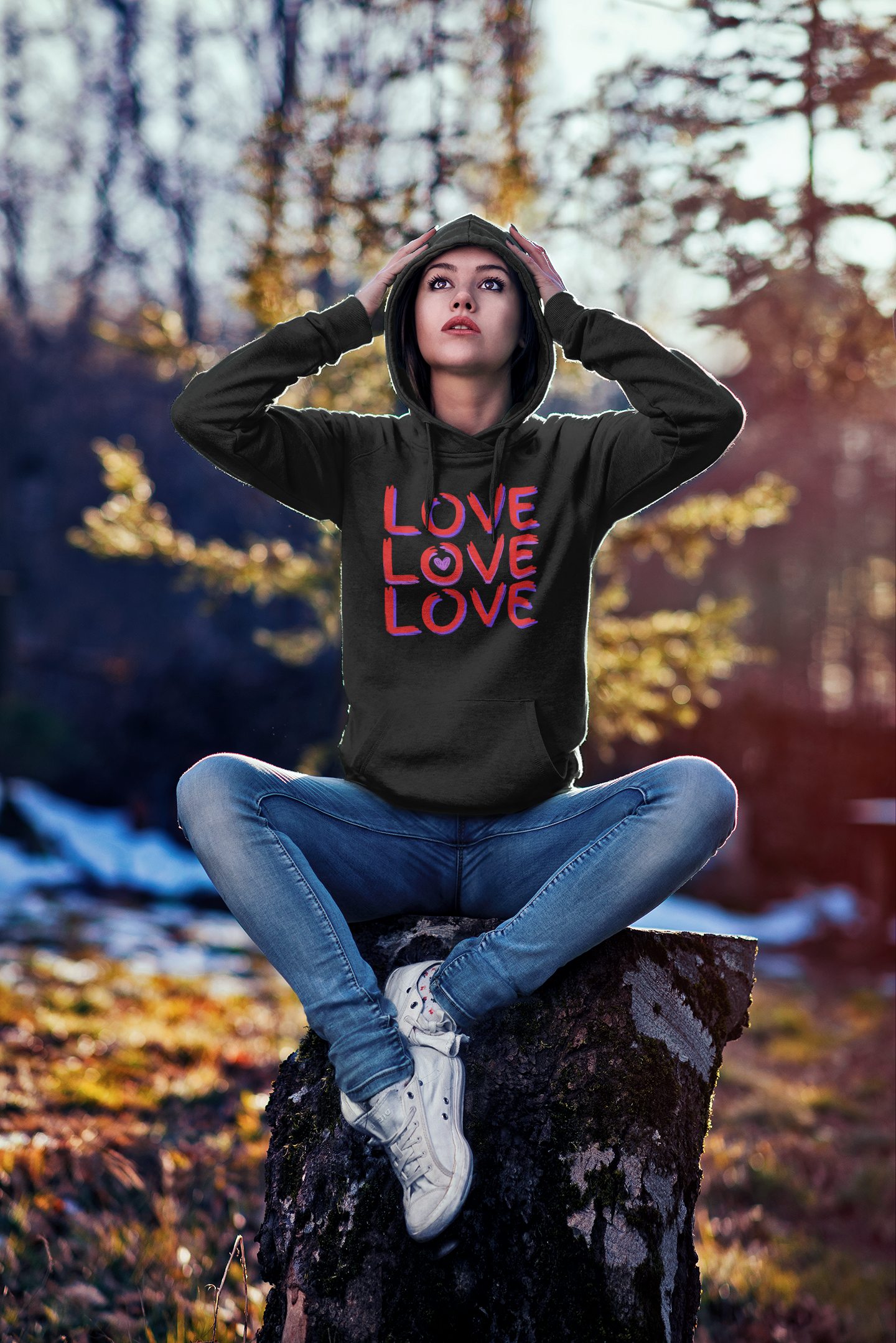 Feel the Love and Stay Cozy: Women's LOVE LOVE LOVE Premium Hoodie