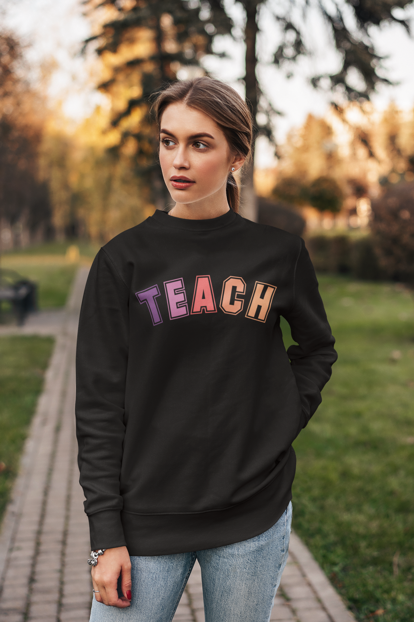 'TEACH' Women's Sweatshirt | Premium Educator's Clothing | Stylish Teacher Wardrobe Essential