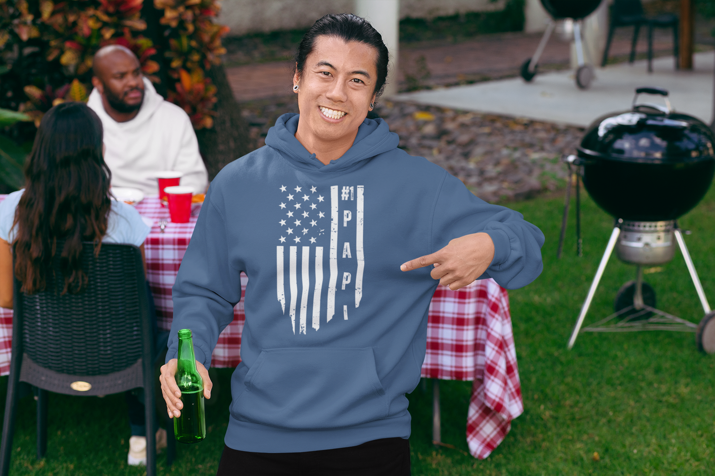 #1 Papi American Flag Men's Premium Hoodie: Celebrate Fatherhood with Patriotic Style!