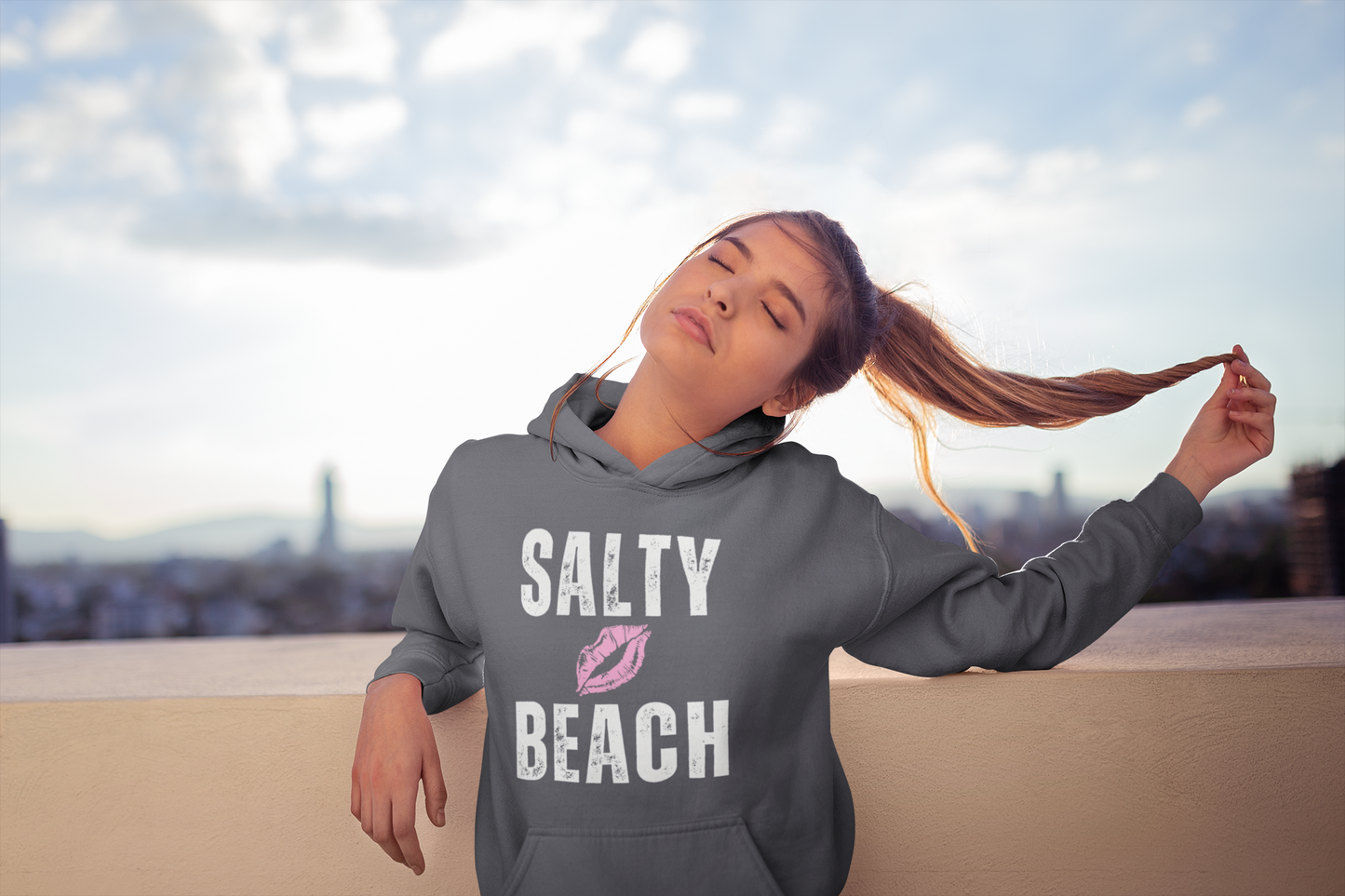 Women's Premium 'Salty Beach' Hoodie –  Coastal Chic & Casual Wear