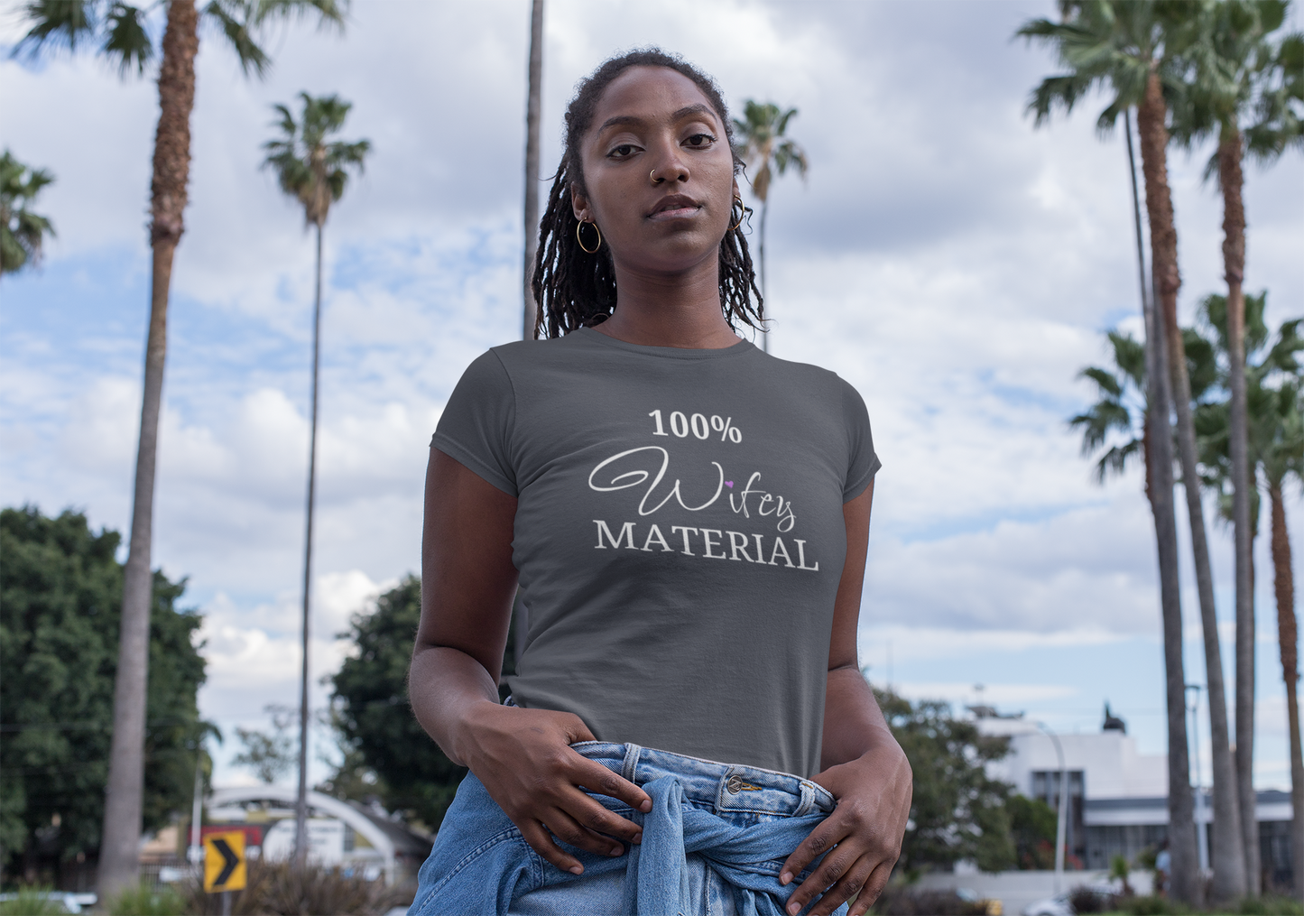 100% Wifey MATERIAL: Embrace Your Role with Style in Our Women's Premium Tee Shirt