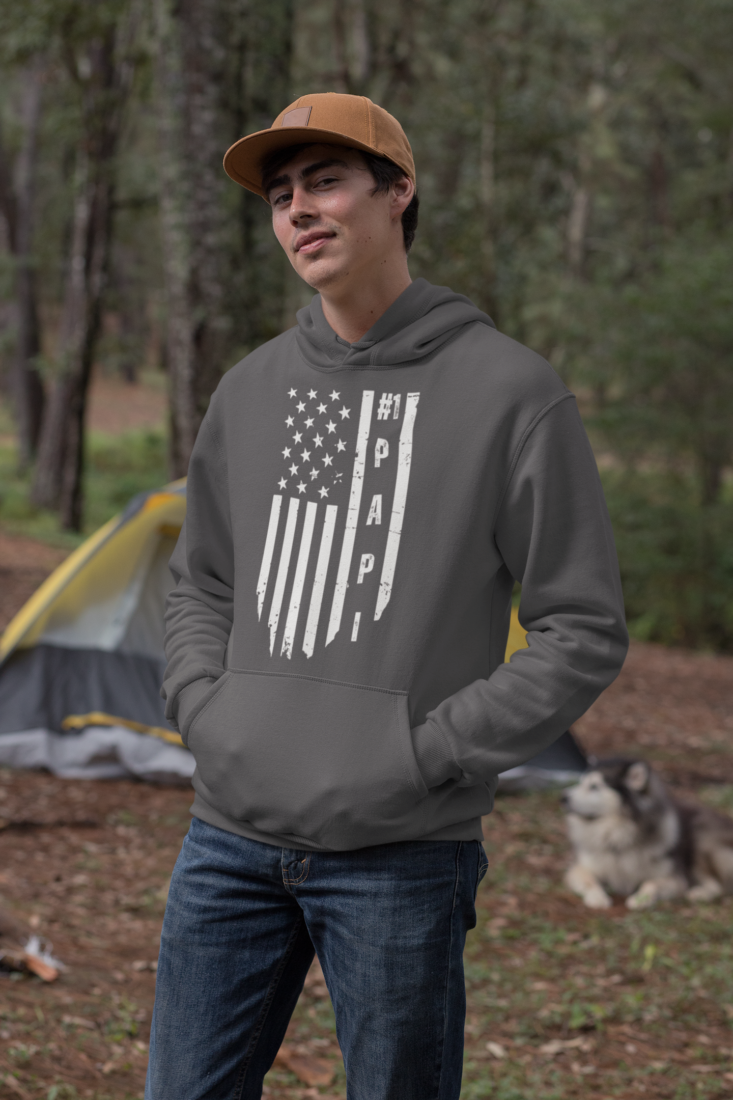 #1 Papi American Flag Men's Premium Hoodie: Celebrate Fatherhood with Patriotic Style!