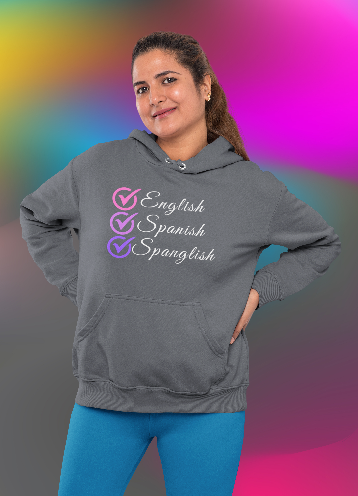 English, Spanish, Spanglish: Embrace Multiculturalism with Our Women's Premium Hoodie