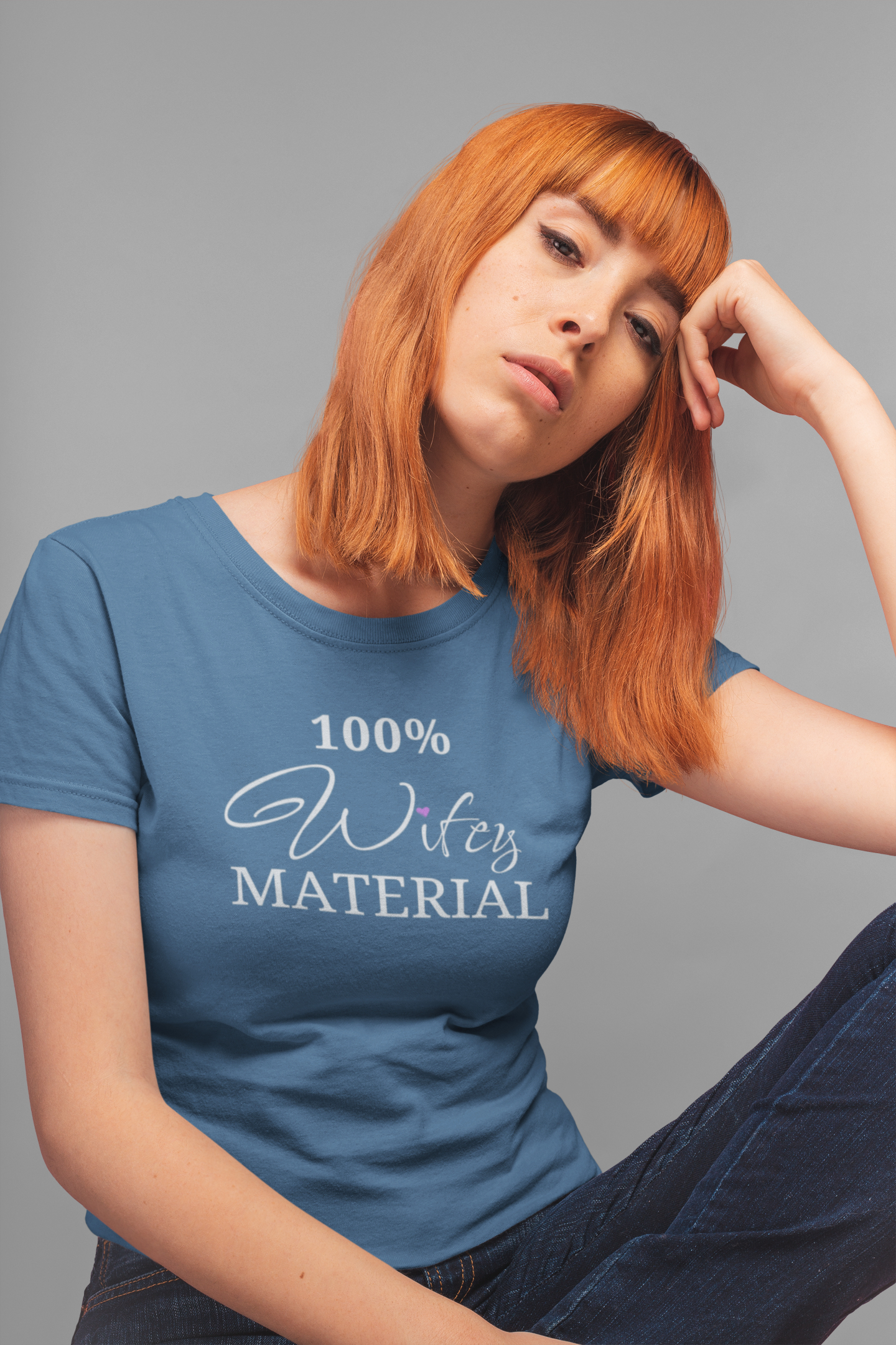 100% Wifey MATERIAL: Embrace Your Role with Style in Our Women's Premium Tee Shirt