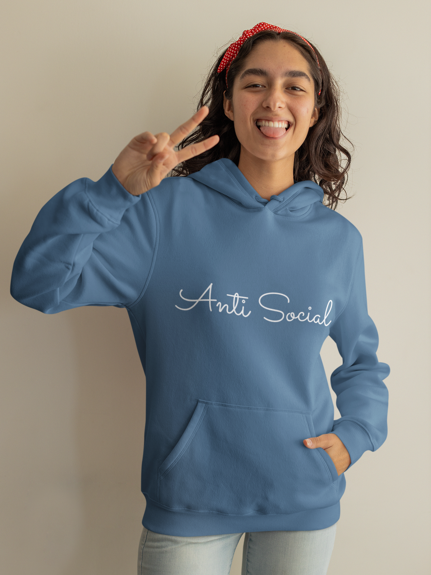 Minimalistic 'Anti Social' Women's Hoodie for Fashionistas | Show Off Your Personality!