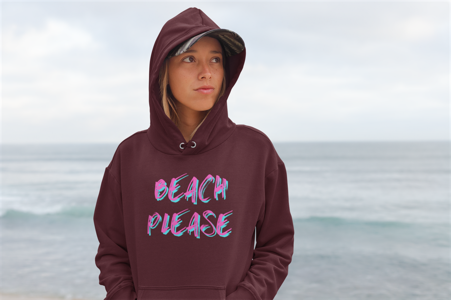 Embrace Beach Vibes: Women's Premium Hoodie with 'Beach Please' Design