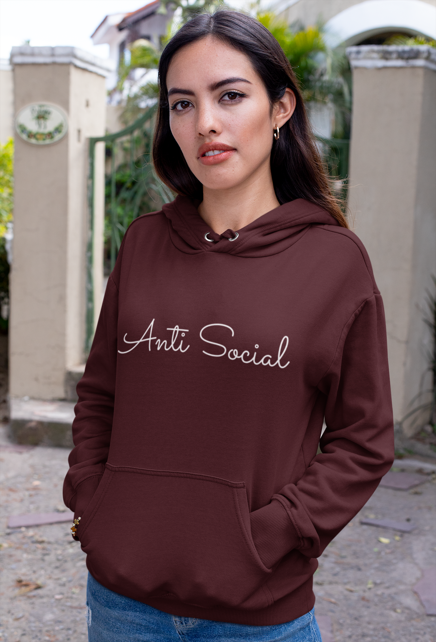 Minimalistic 'Anti Social' Women's Hoodie for Fashionistas | Show Off Your Personality!