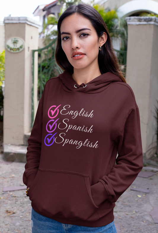 English, Spanish, Spanglish: Embrace Multiculturalism with Our Women's Premium Hoodie