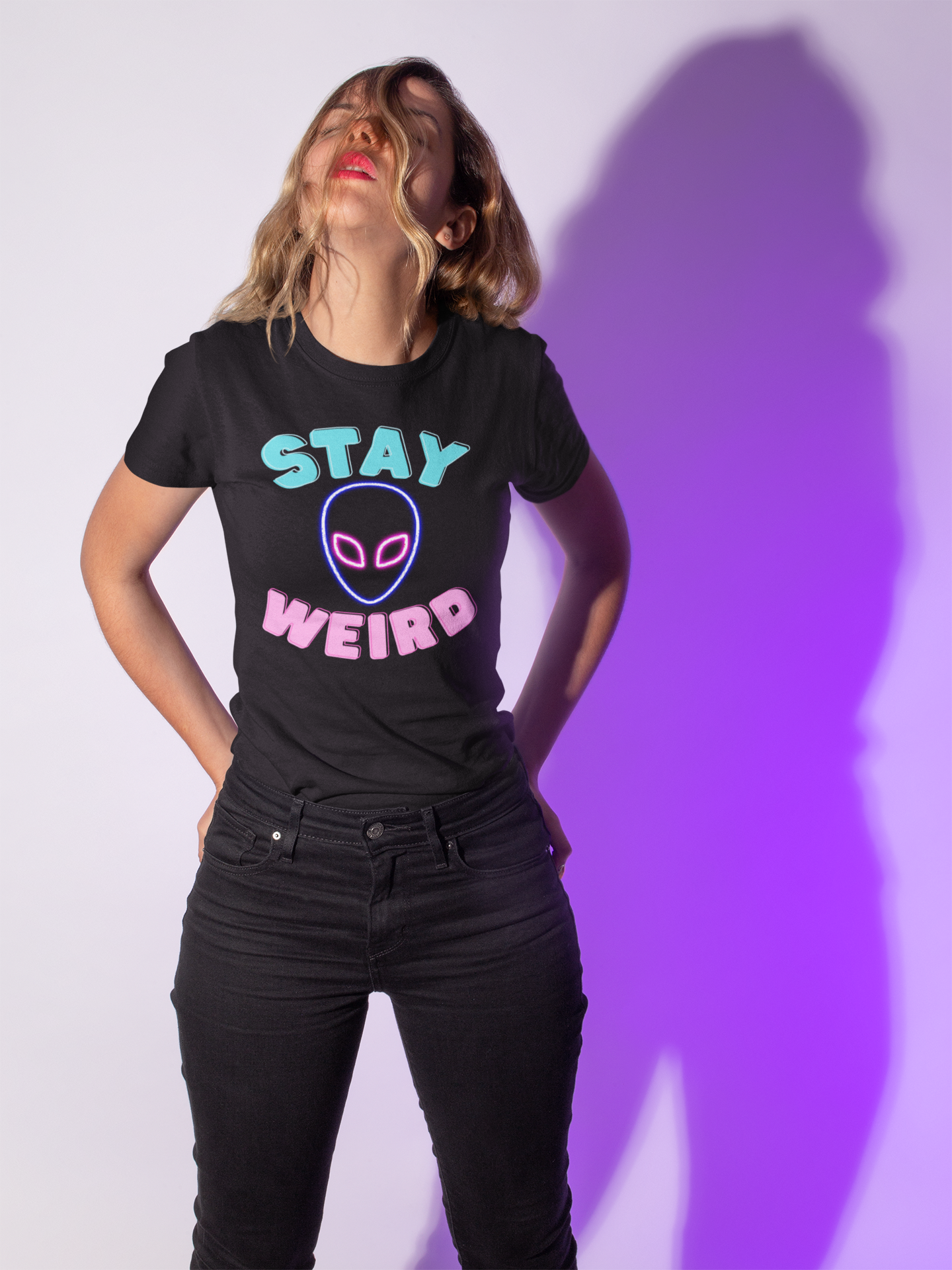 Women's Premium 'Stay Weird' Tee - Extraterrestrial Fashion Statement