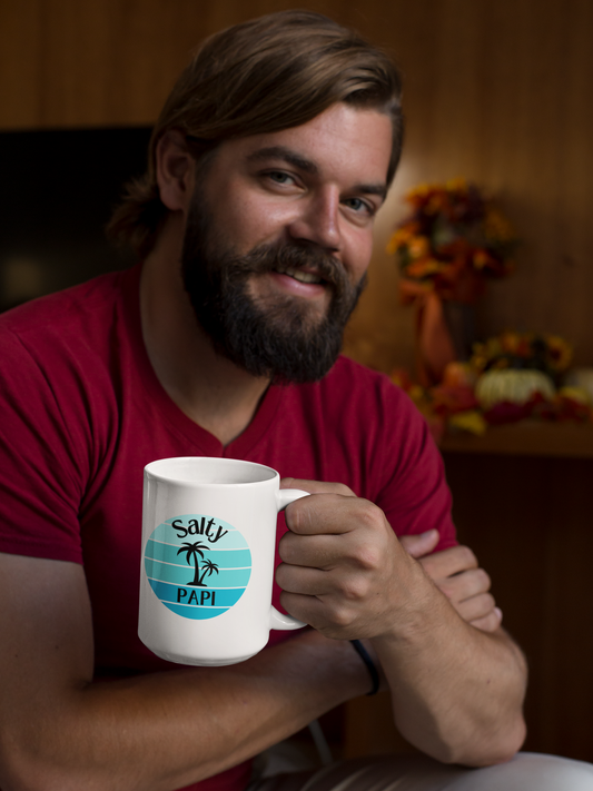 Start Your Day with Coastal Vibes: Salty Papi 15oz Ceramic Coffee Mug