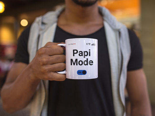 Papi Mode On - 15oz Ceramic Mug, Whimsical Mobile-Inspired Design, Perfect Gift for Dads