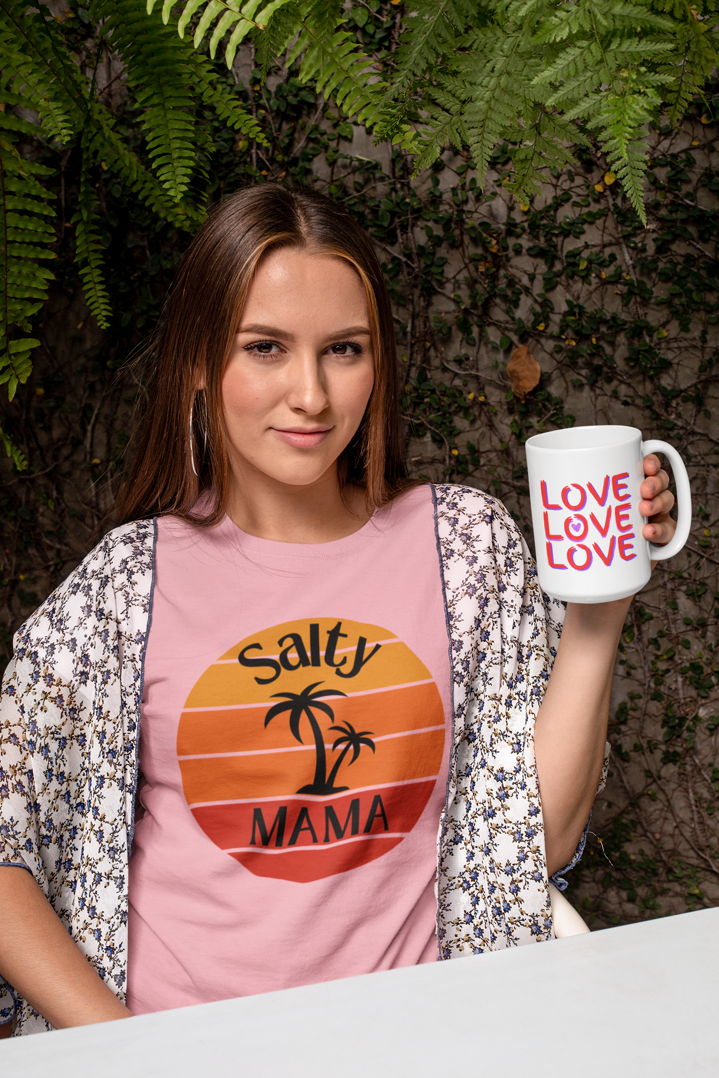 Spread Love with Every Sip: LOVE LOVE LOVE 15oz Ceramic Coffee Mug