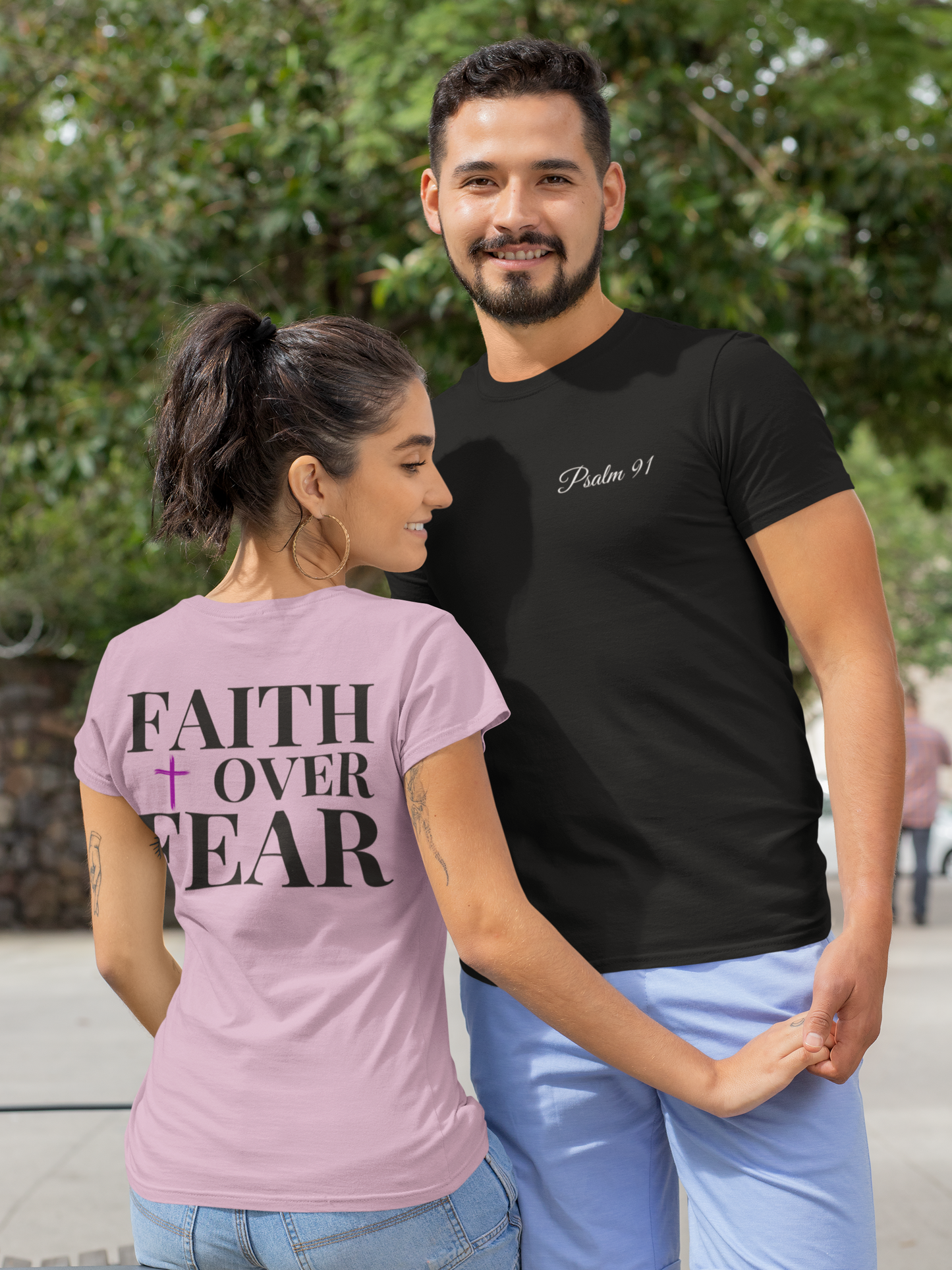 Psalm 91' & 'FAITH over FEAR' Designer Unisex Tee | Christian Inspirational Clothing