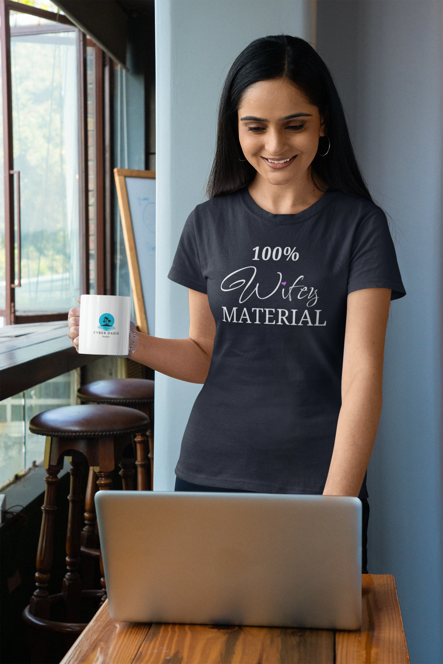 100% Wifey MATERIAL: Embrace Your Role with Style in Our Women's Premium Tee Shirt