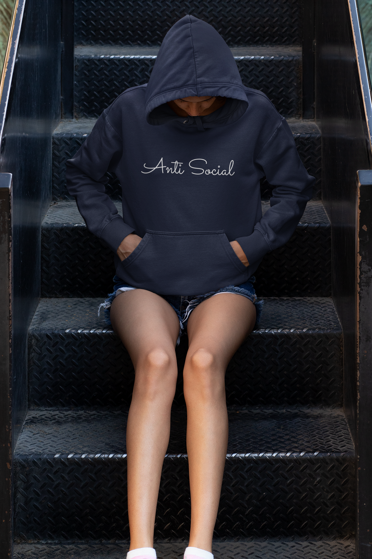 Minimalistic 'Anti Social' Women's Hoodie for Fashionistas | Show Off Your Personality!