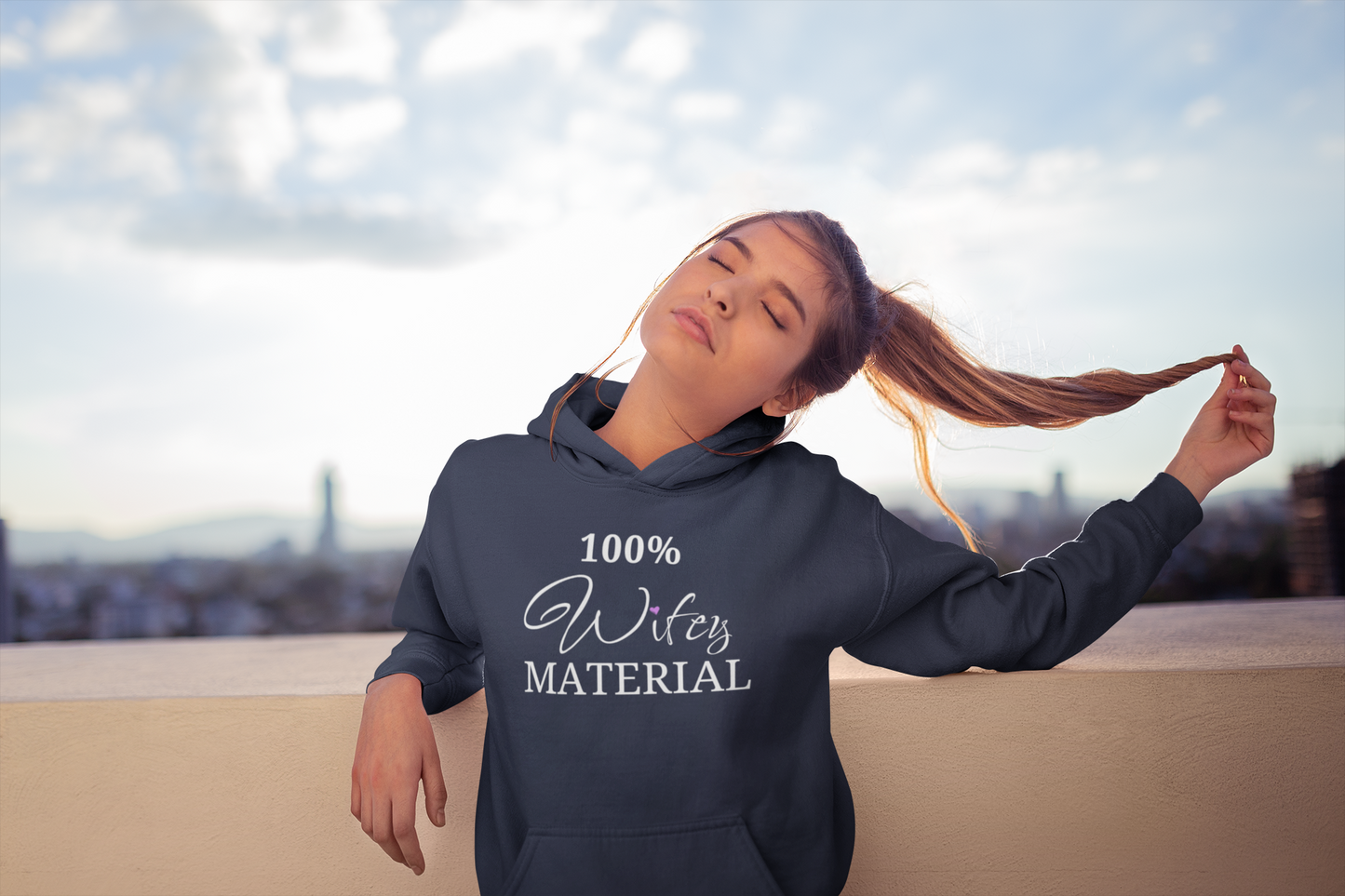 100% Wifey MATERIAL - Stay Cozy and Stylish with Our Women's Premium Hoodie