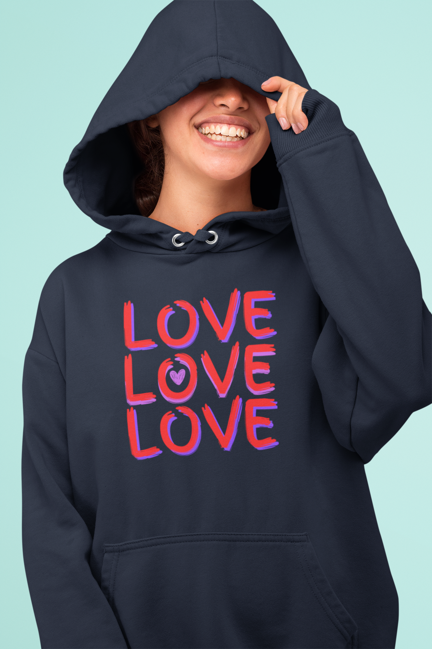 Feel the Love and Stay Cozy: Women's LOVE LOVE LOVE Premium Hoodie