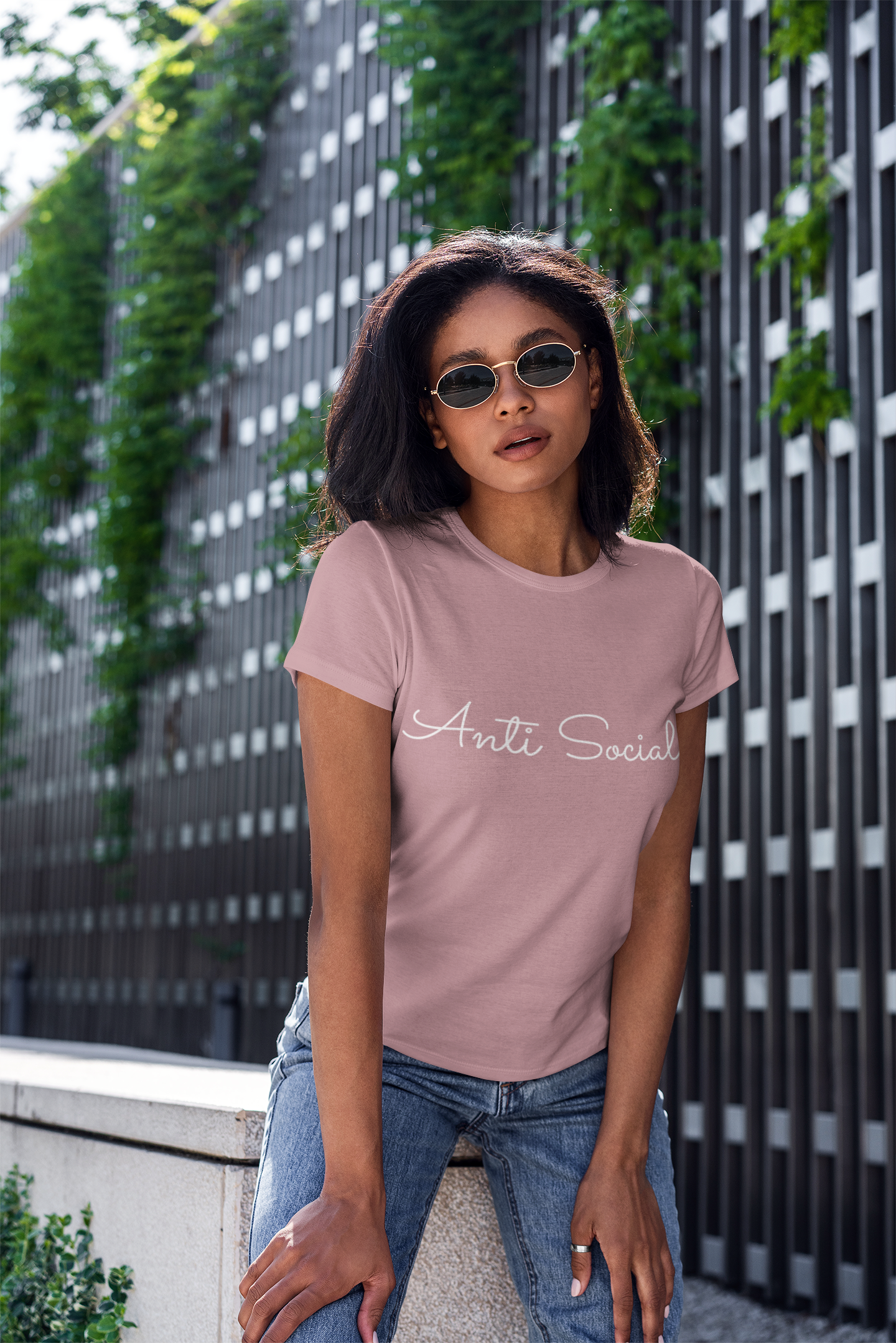 Anti Social Tee for Women - Chic Minimalism with a Sexy Twist