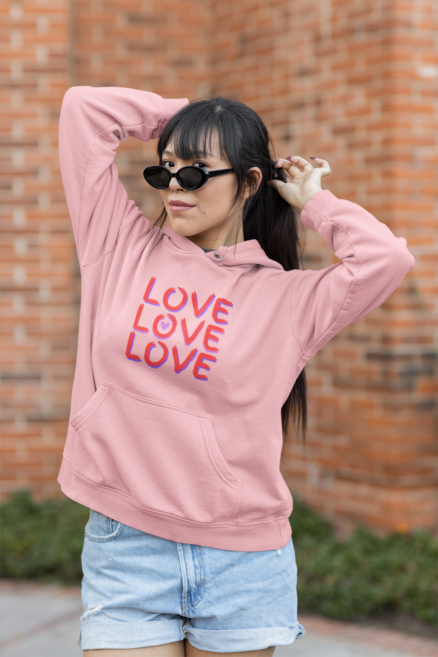 Feel the Love and Stay Cozy: Women's LOVE LOVE LOVE Premium Hoodie