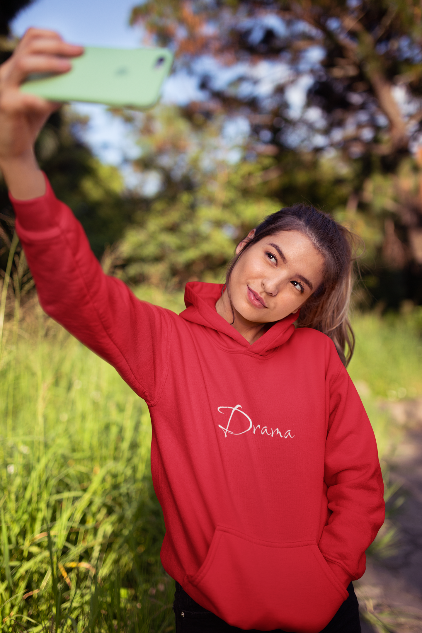 Express Your Dramatic Attitude - Women's Premium Hoodie with 'Drama' Design