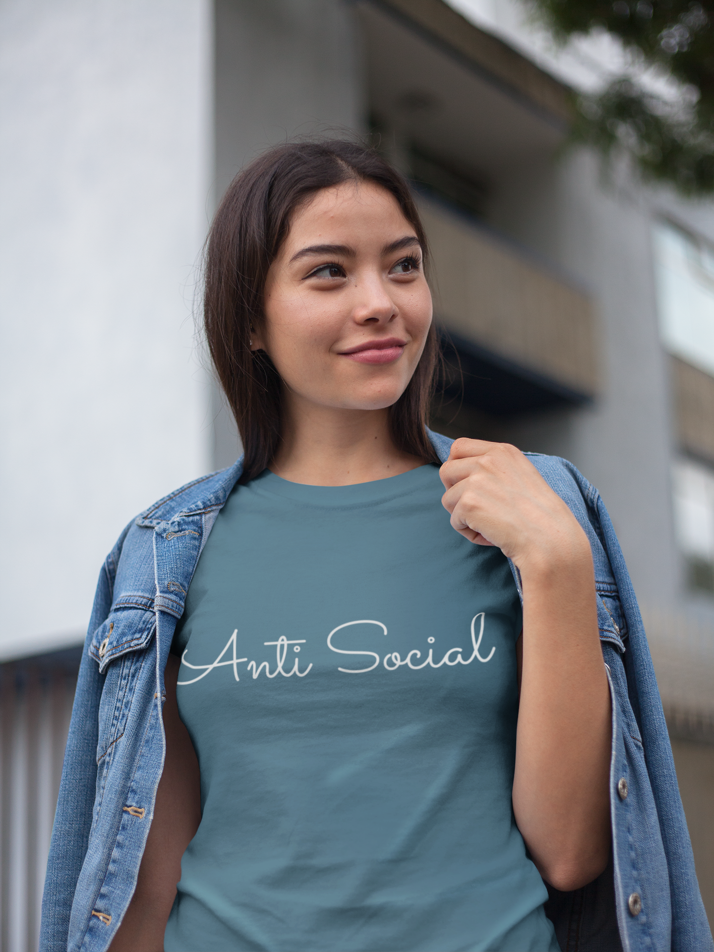 Anti Social Tee for Women - Chic Minimalism with a Sexy Twist