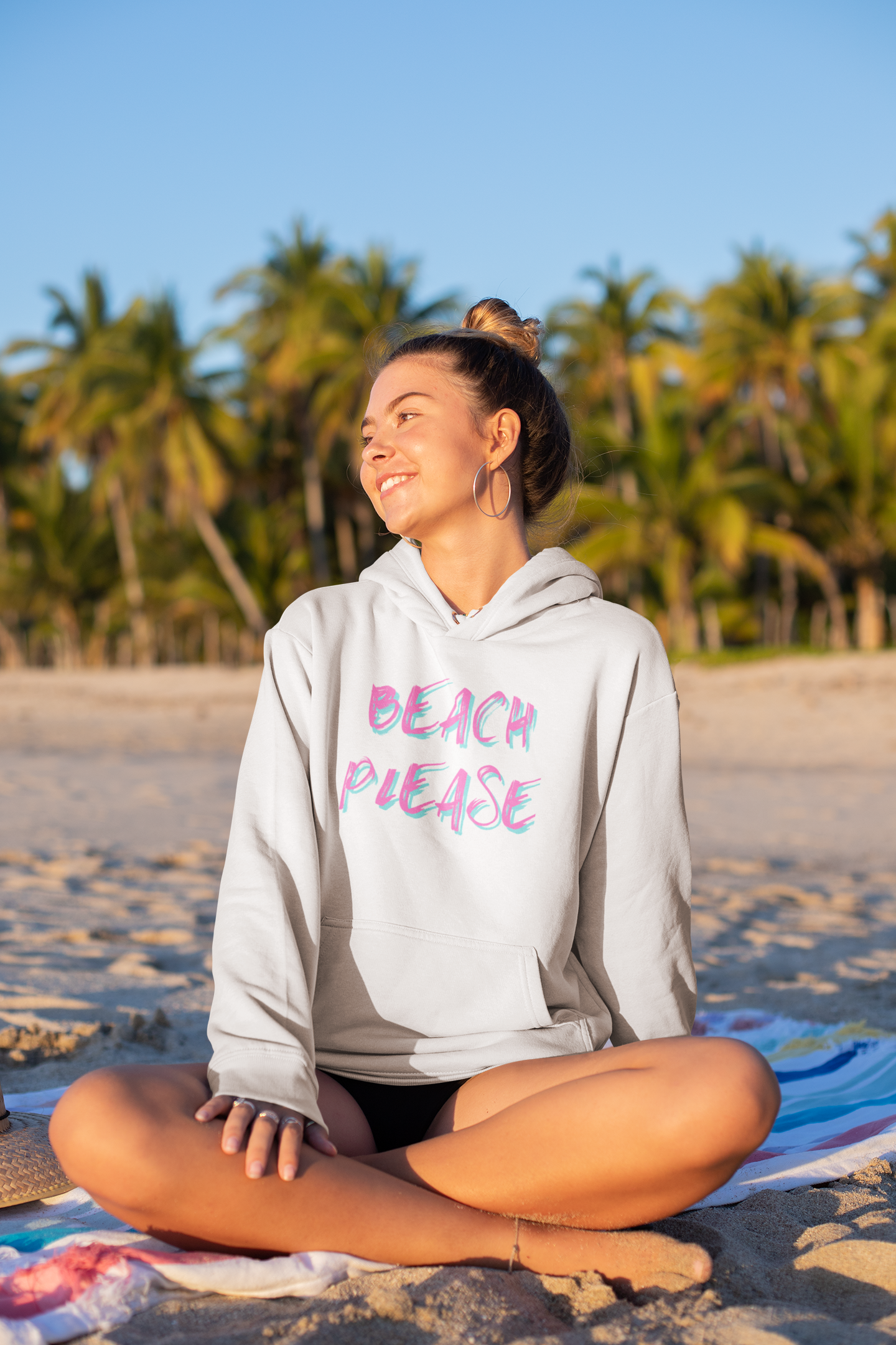 Embrace Beach Vibes: Women's Premium Hoodie with 'Beach Please' Design